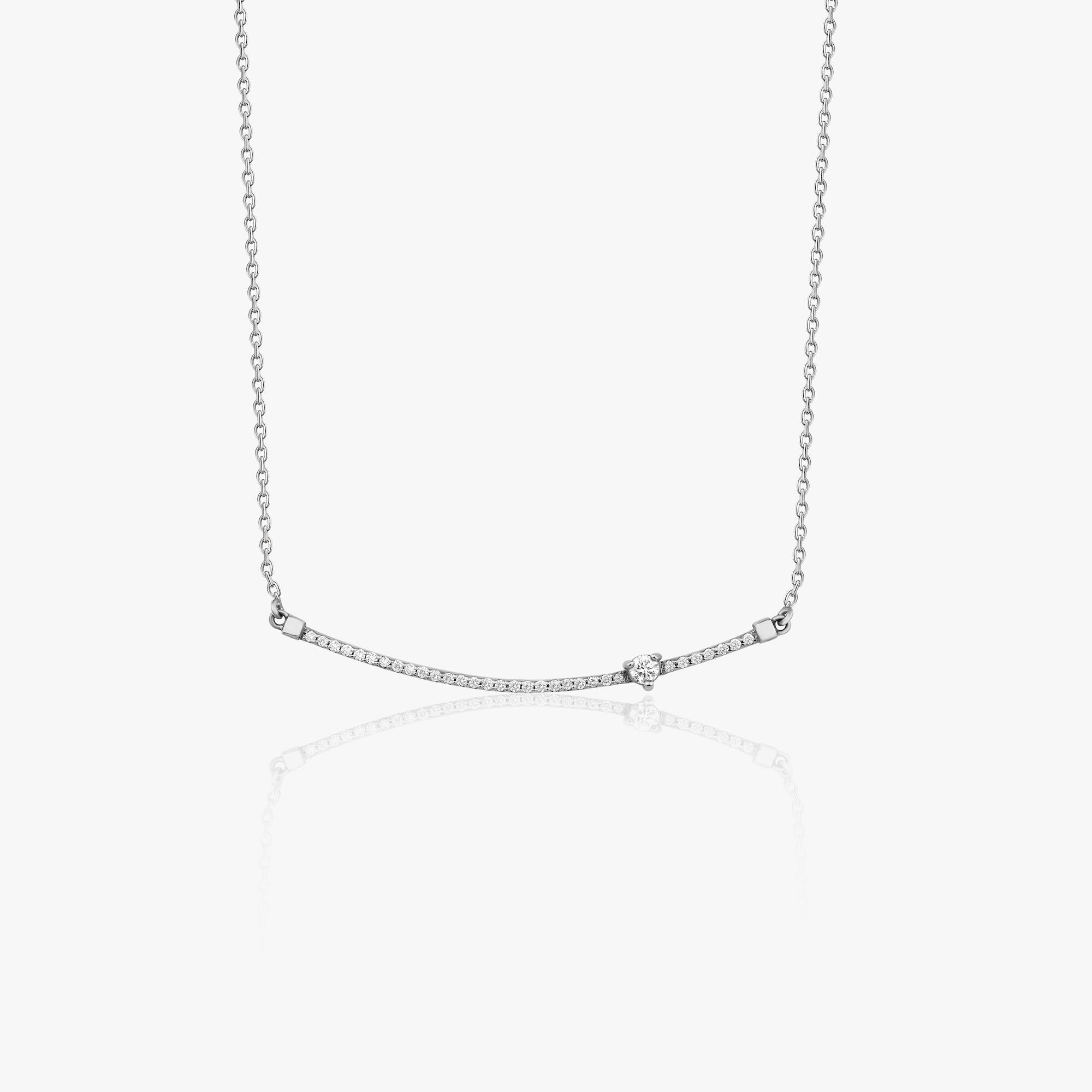 Diamond Curved Bar Necklace Available in 14K and 18K Gold