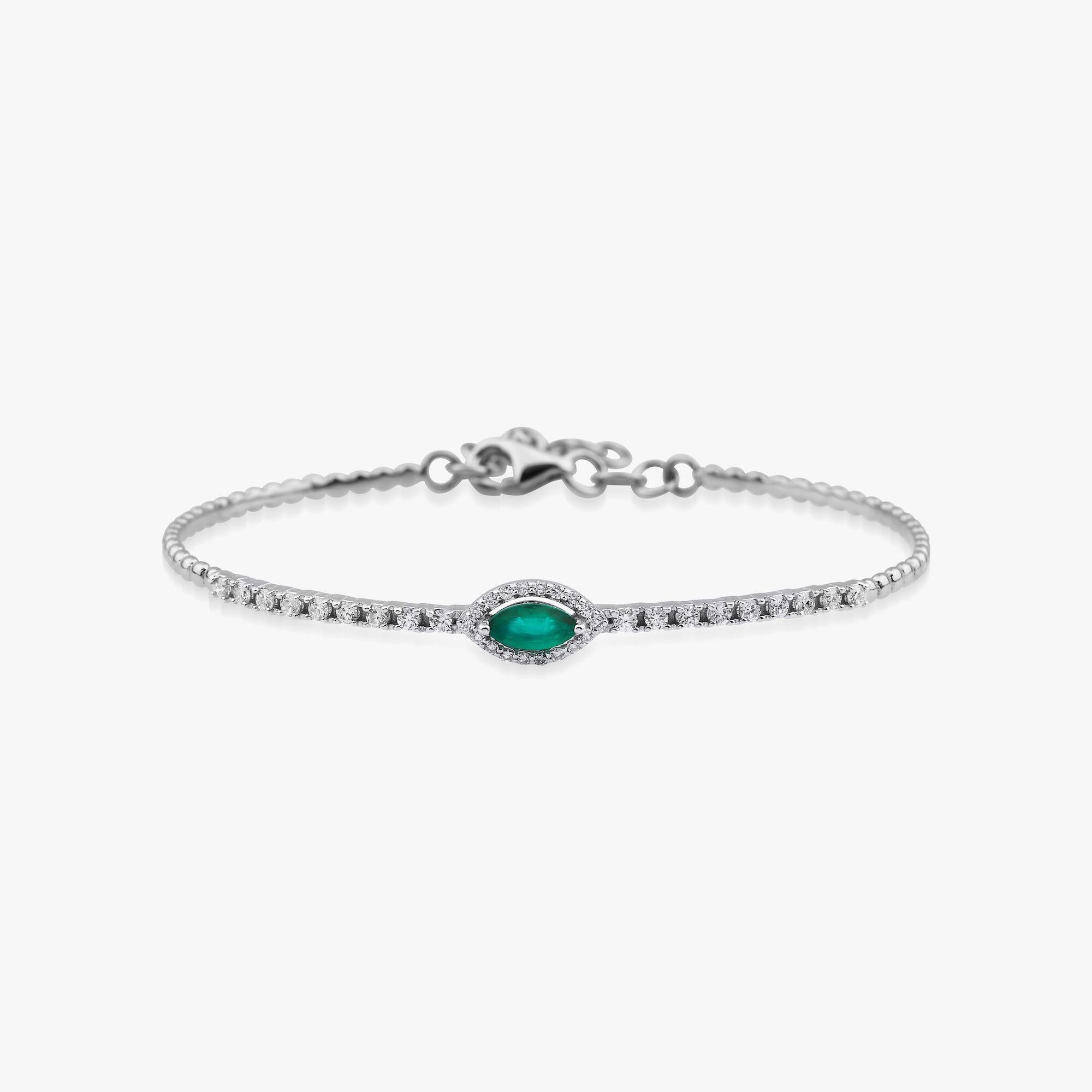 Emerald and Diamond Bangle Bracelet