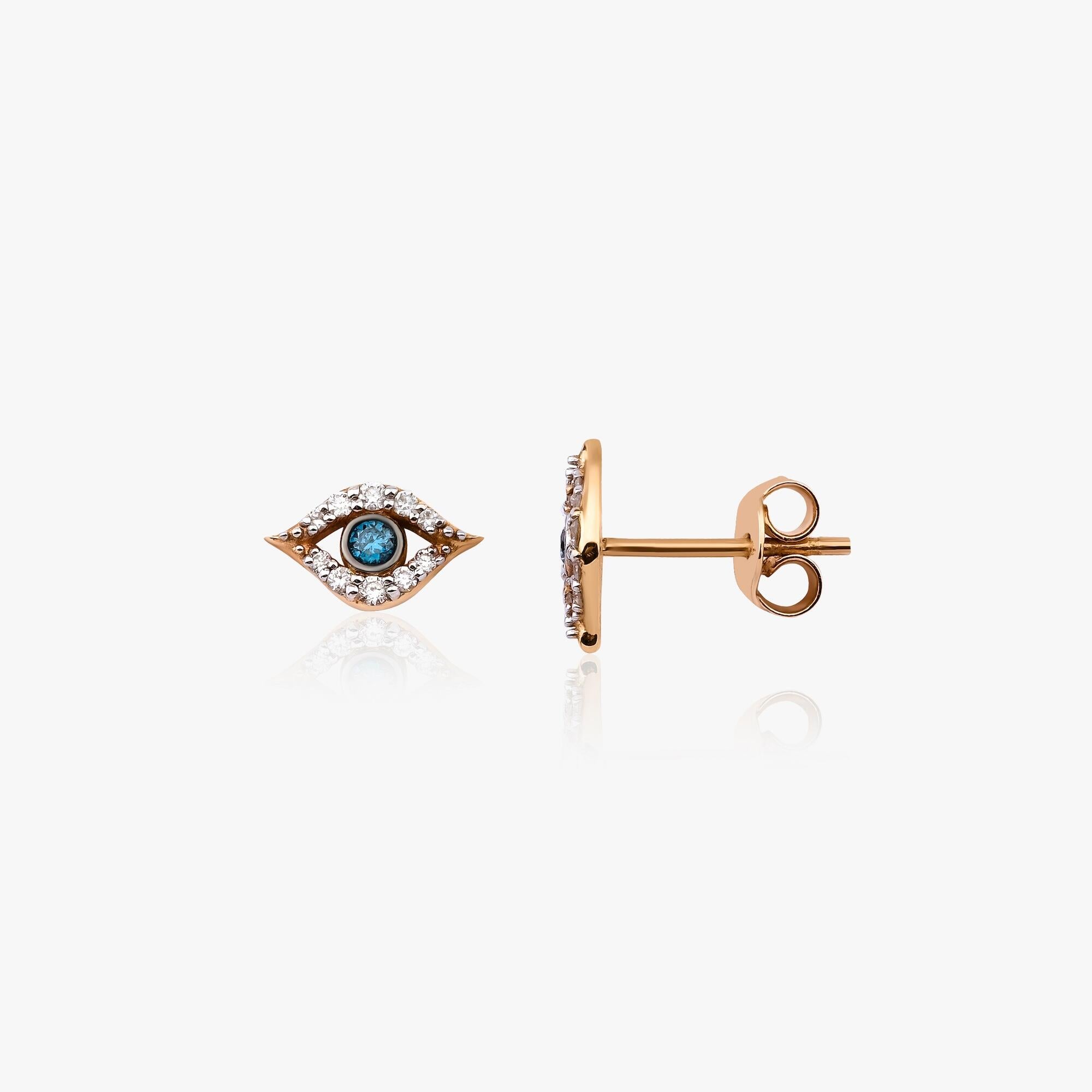 Mini Blue Diamond Evil Eye Stud Earrings