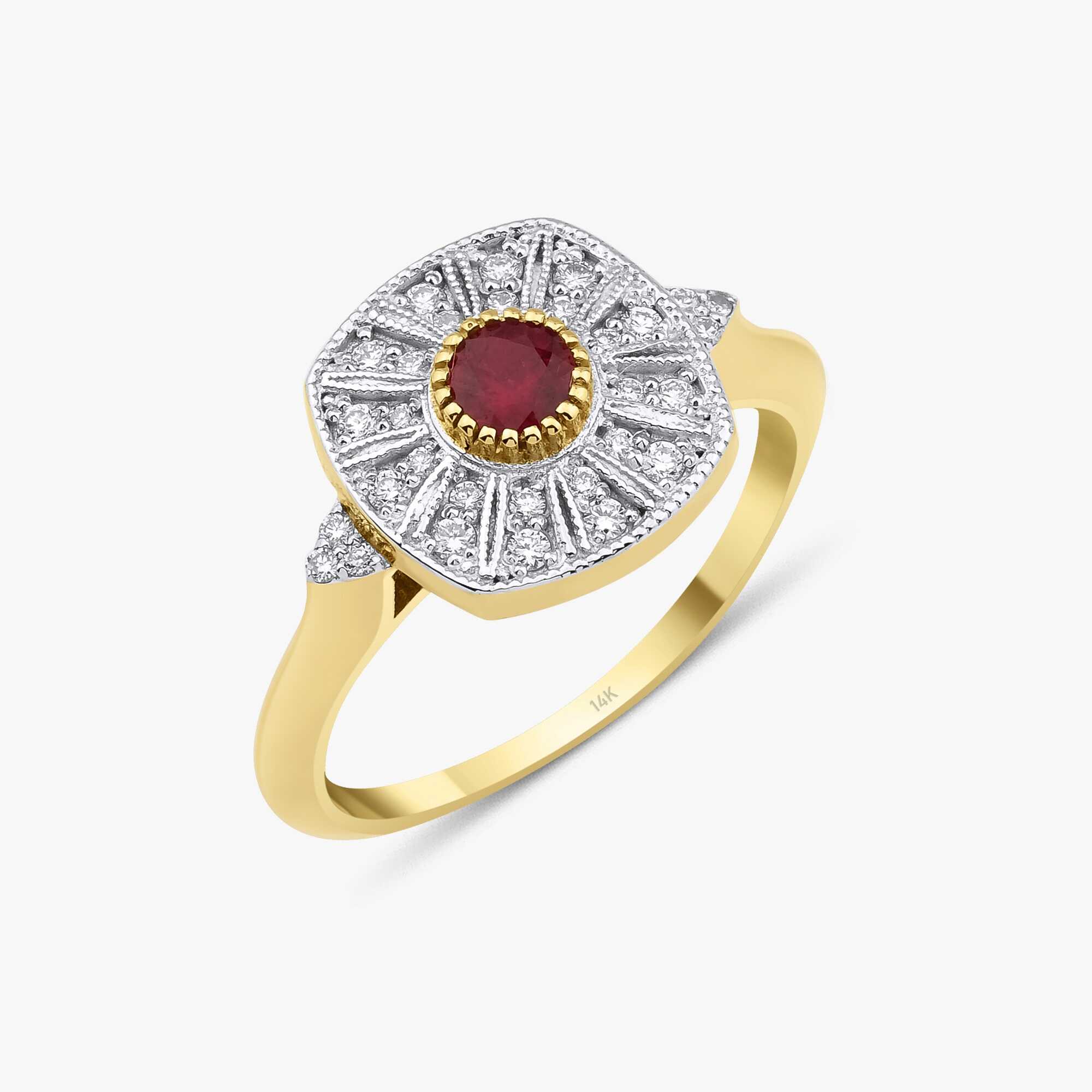 Ruby and Diamond Ring In 14K Gold