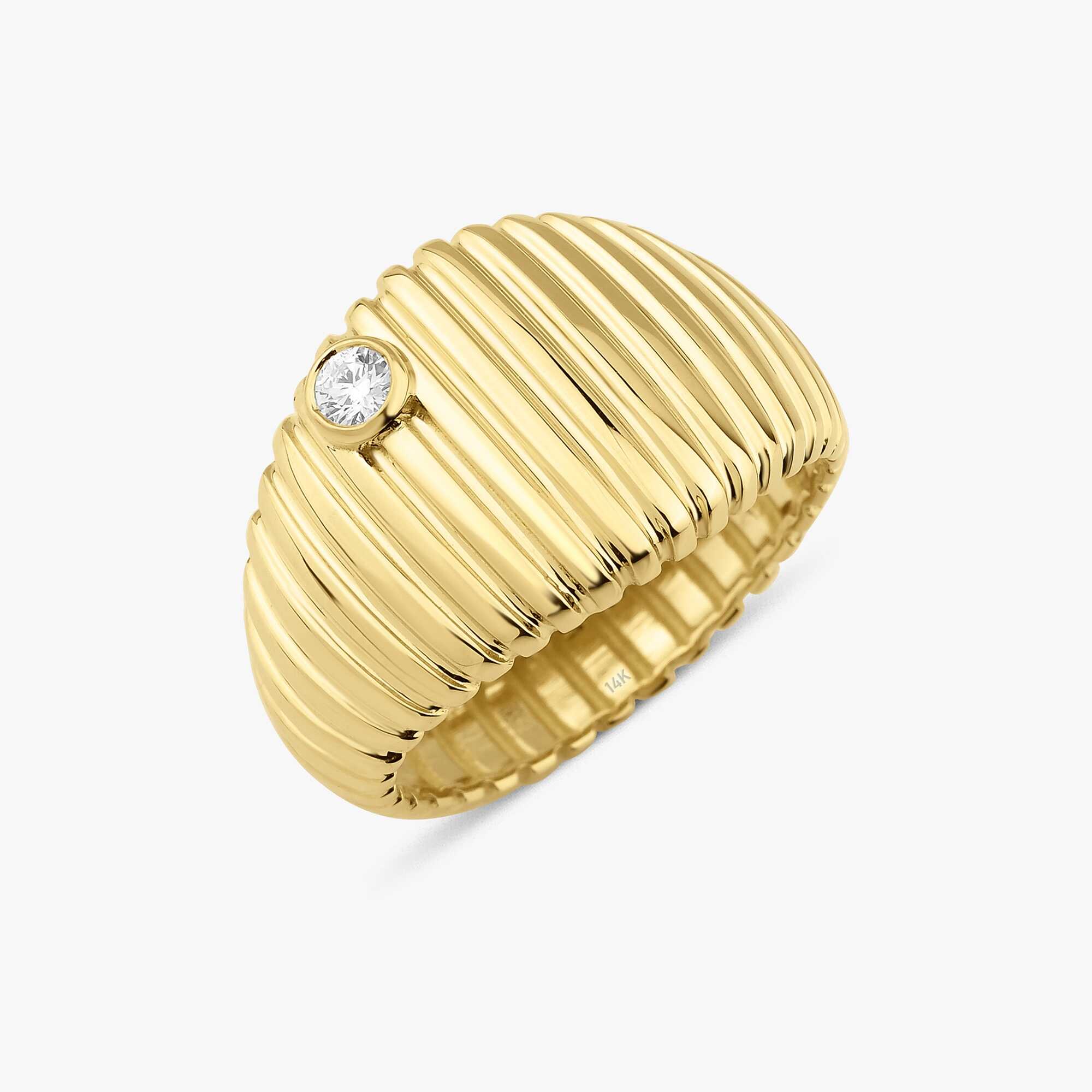 Bezel Set Diamond Dome Ring in 14K Gold