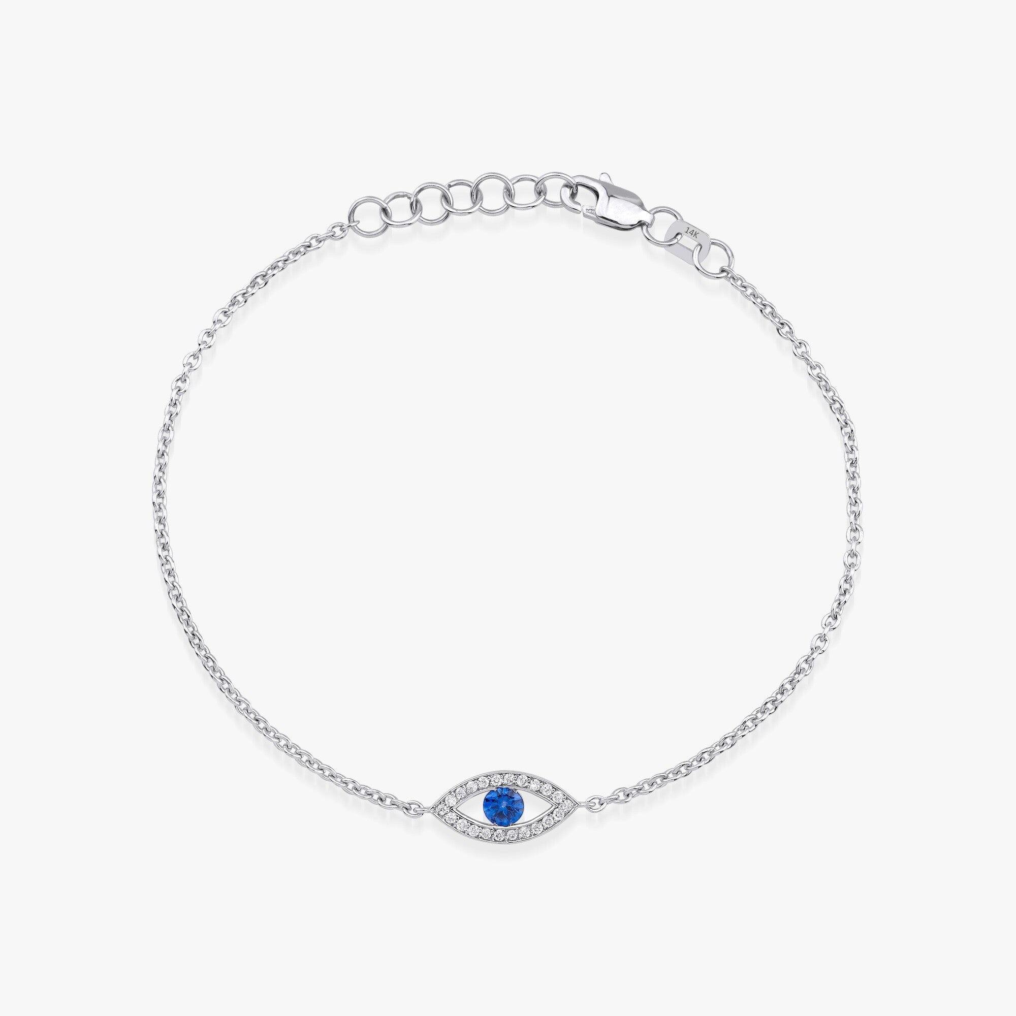 Sapphire and Diamond Evil Eye Bracelet Available in 14K Gold and 18K Gold