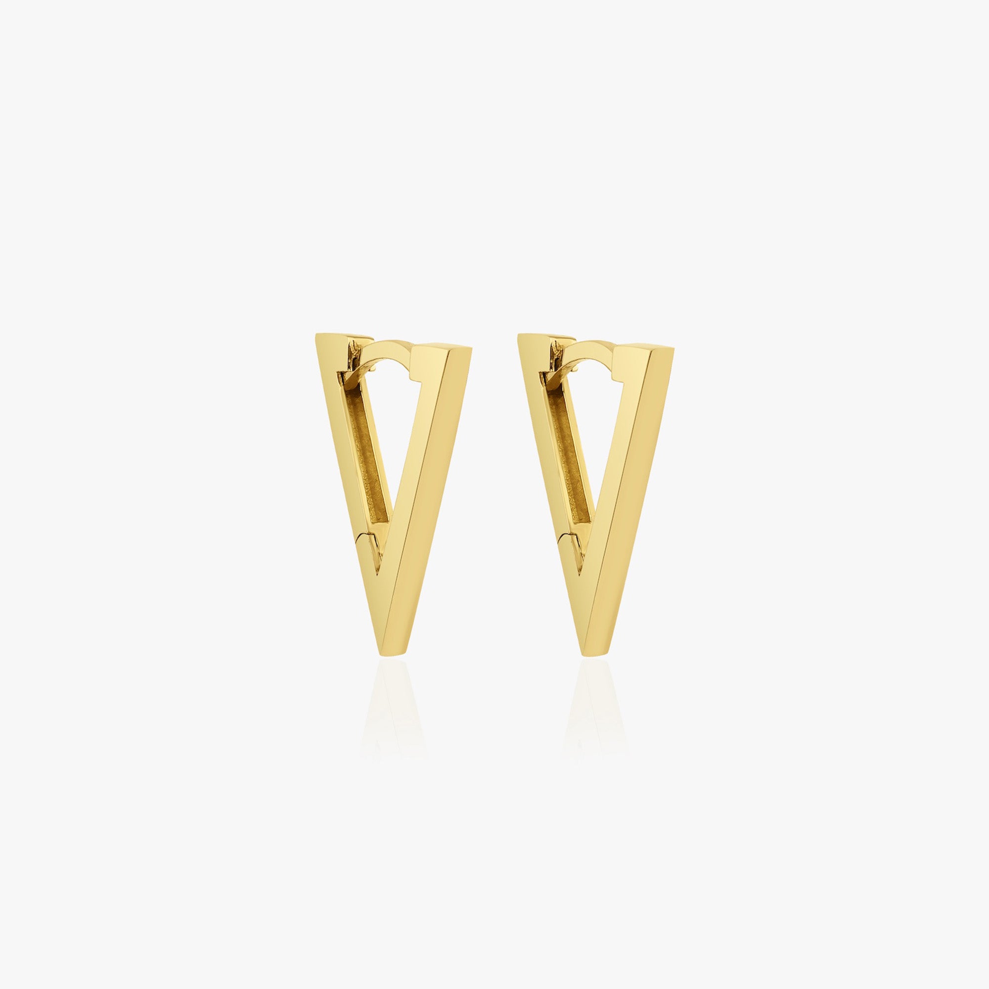 Triangle Spike Hoop Earrings in 14K Gold