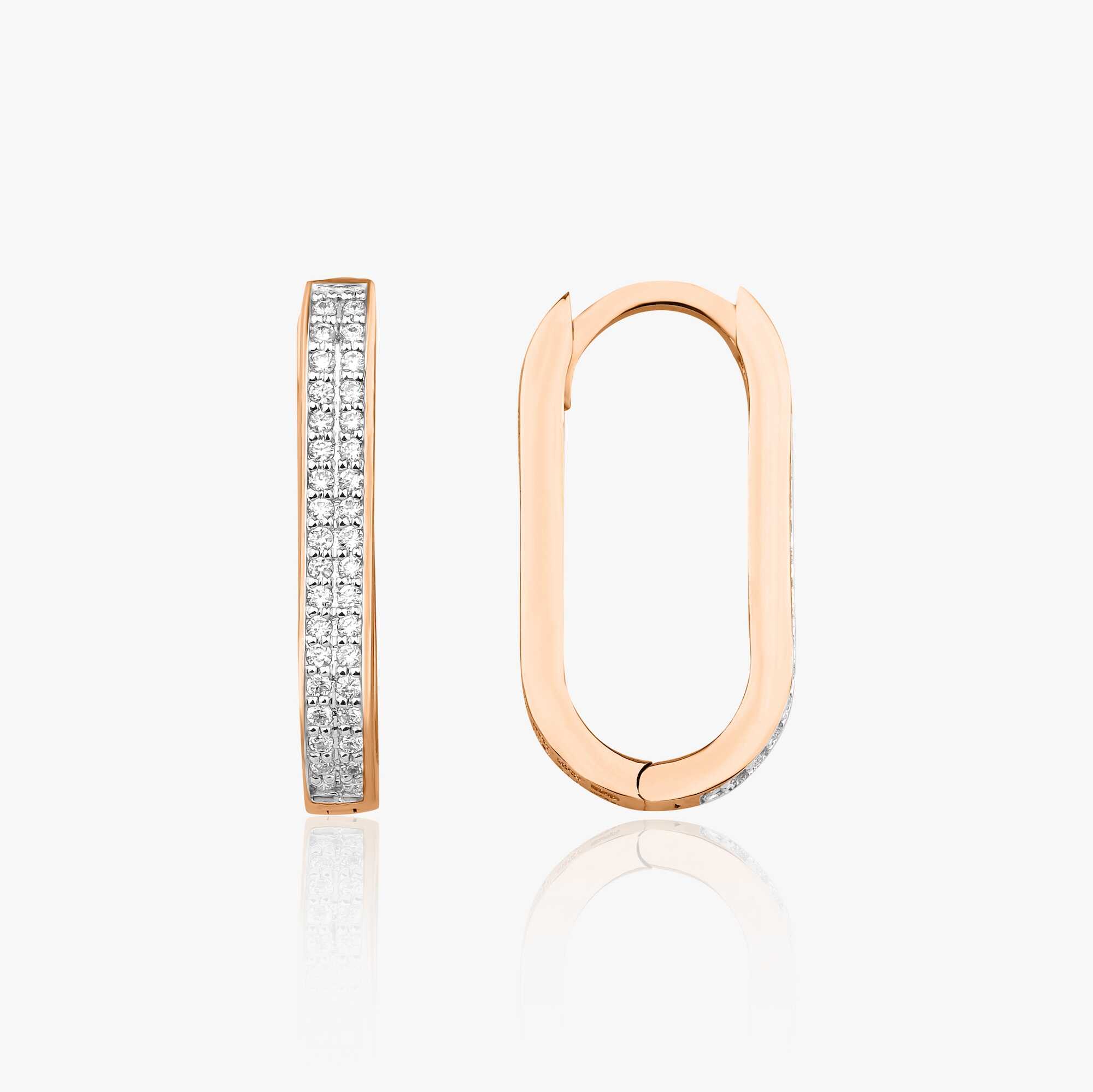 Diamond Rectangle Earrings in 14K Gold