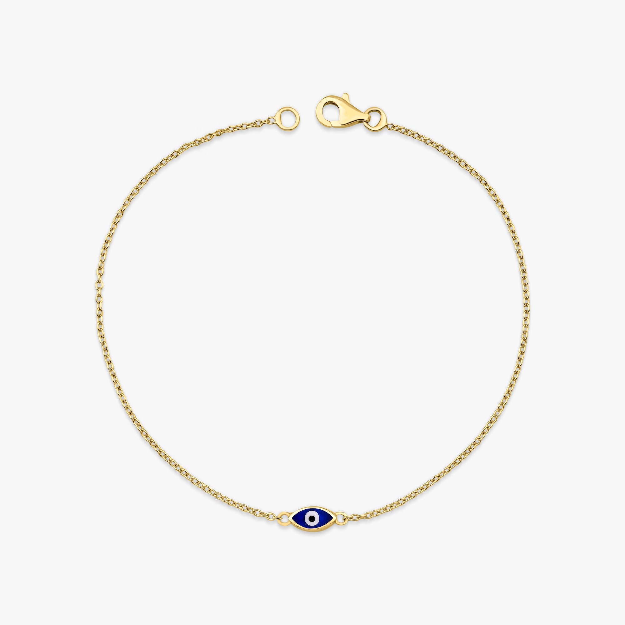 Navy Blue Evil Eye Bracelet in 14K Gold