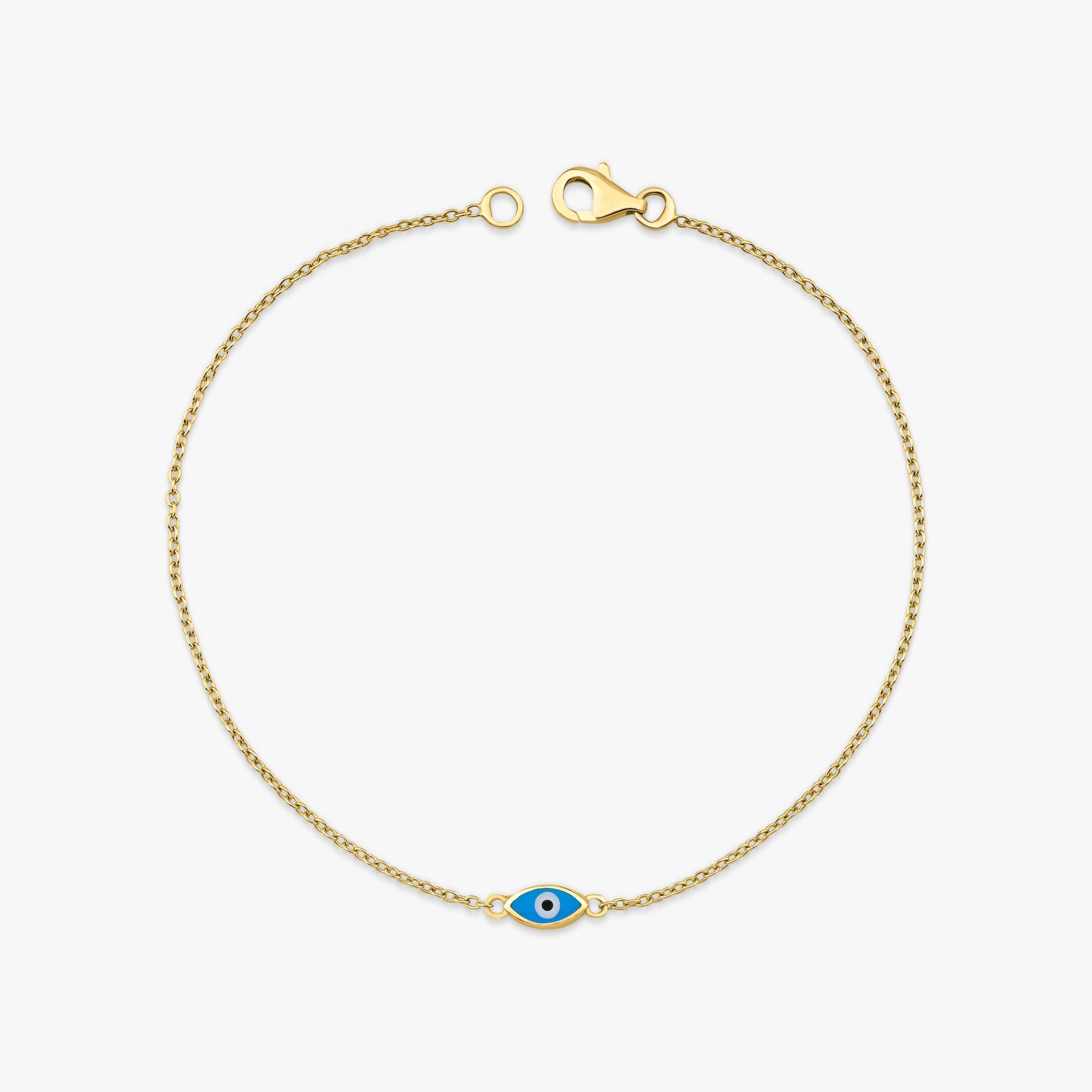 Ocean Blue Evil Eye Bracelet in 14K Gold
