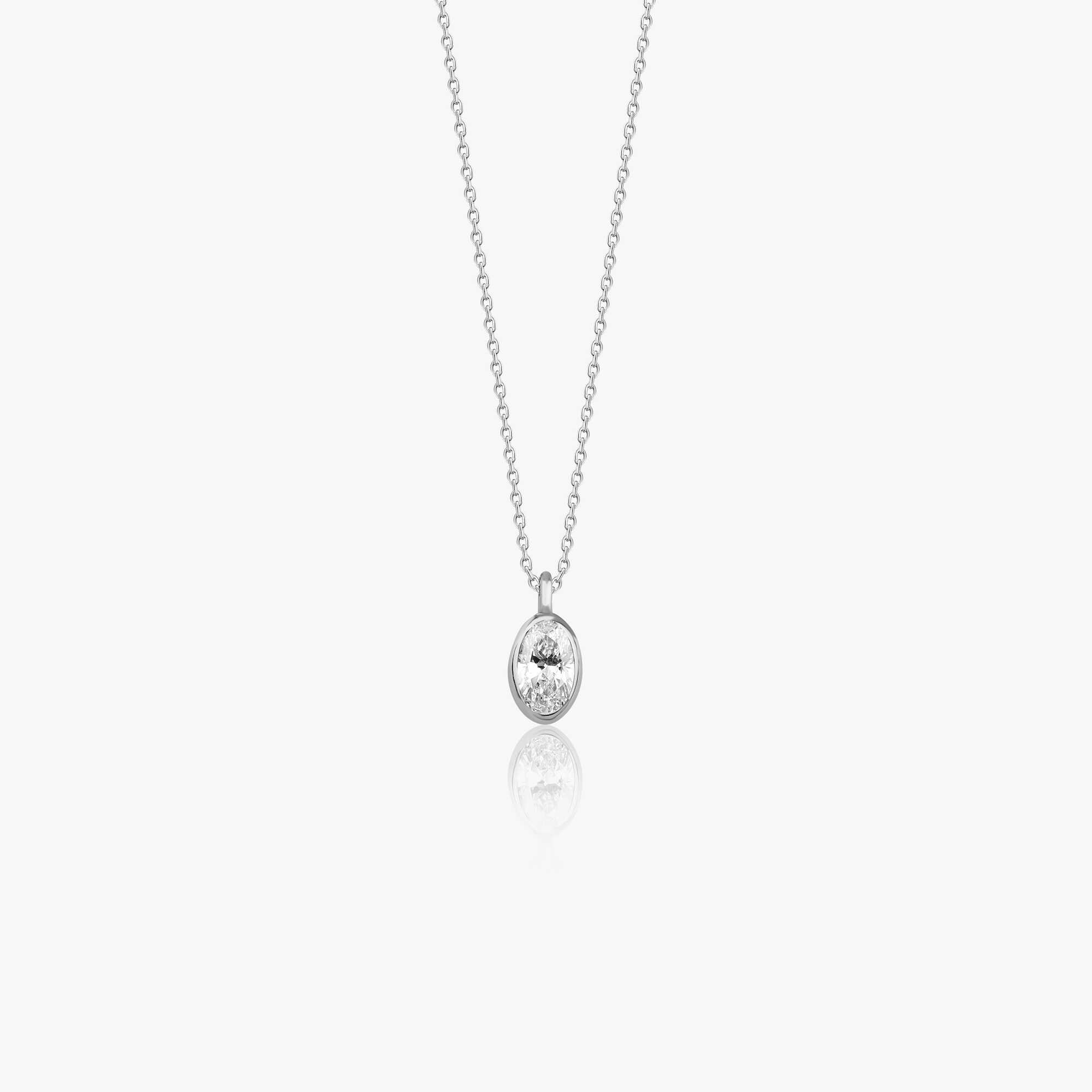 Oval Cut Diamond Solitaire Necklace