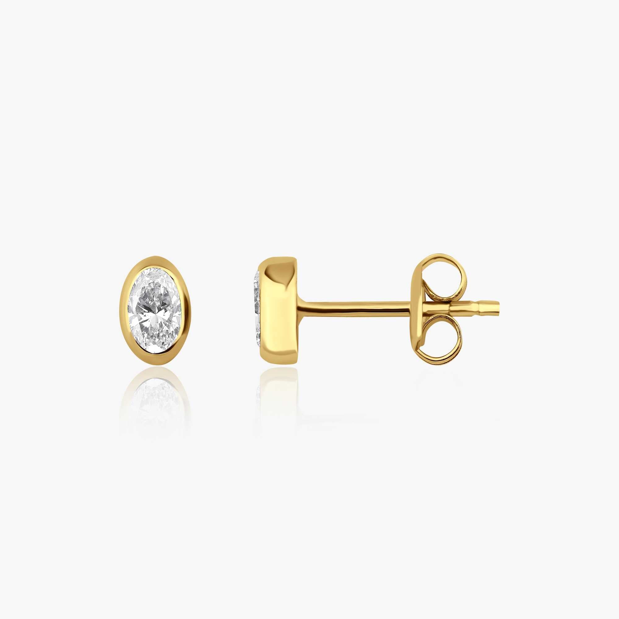 Oval Cut Diamond Stud Earrings Available in 14K and 18K Gold