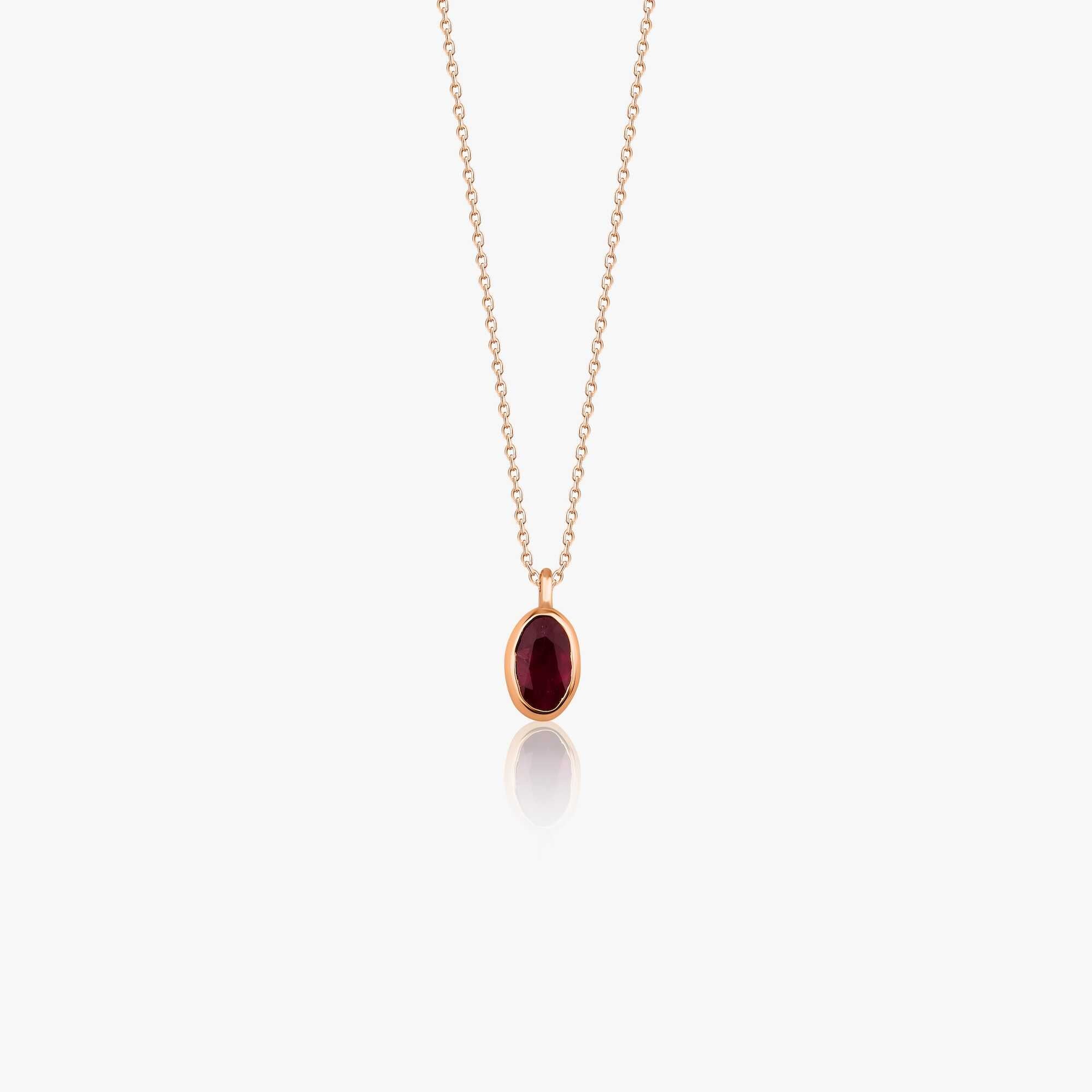 Oval Cut Ruby Solitaire Necklace