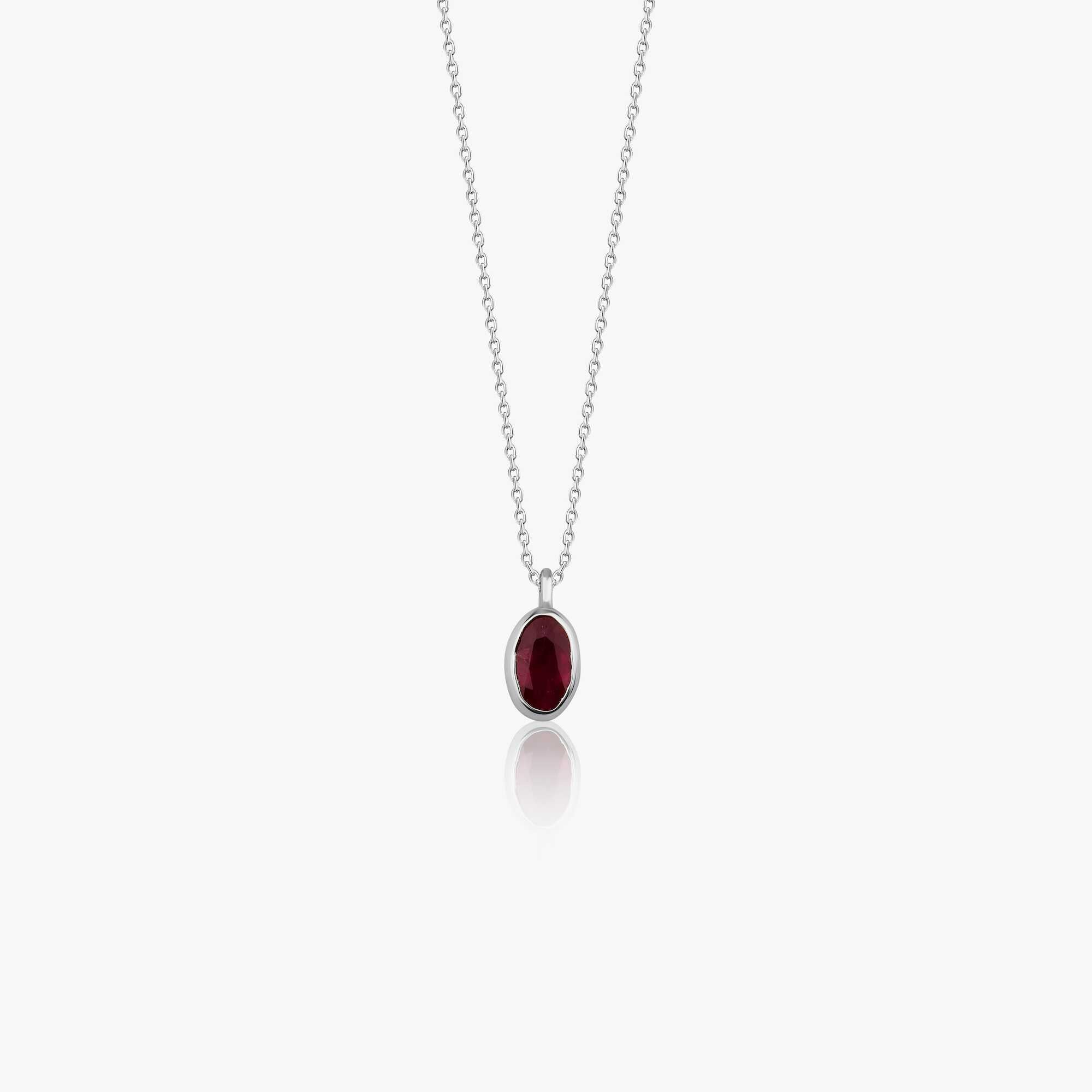 Oval Cut Ruby Solitaire Necklace