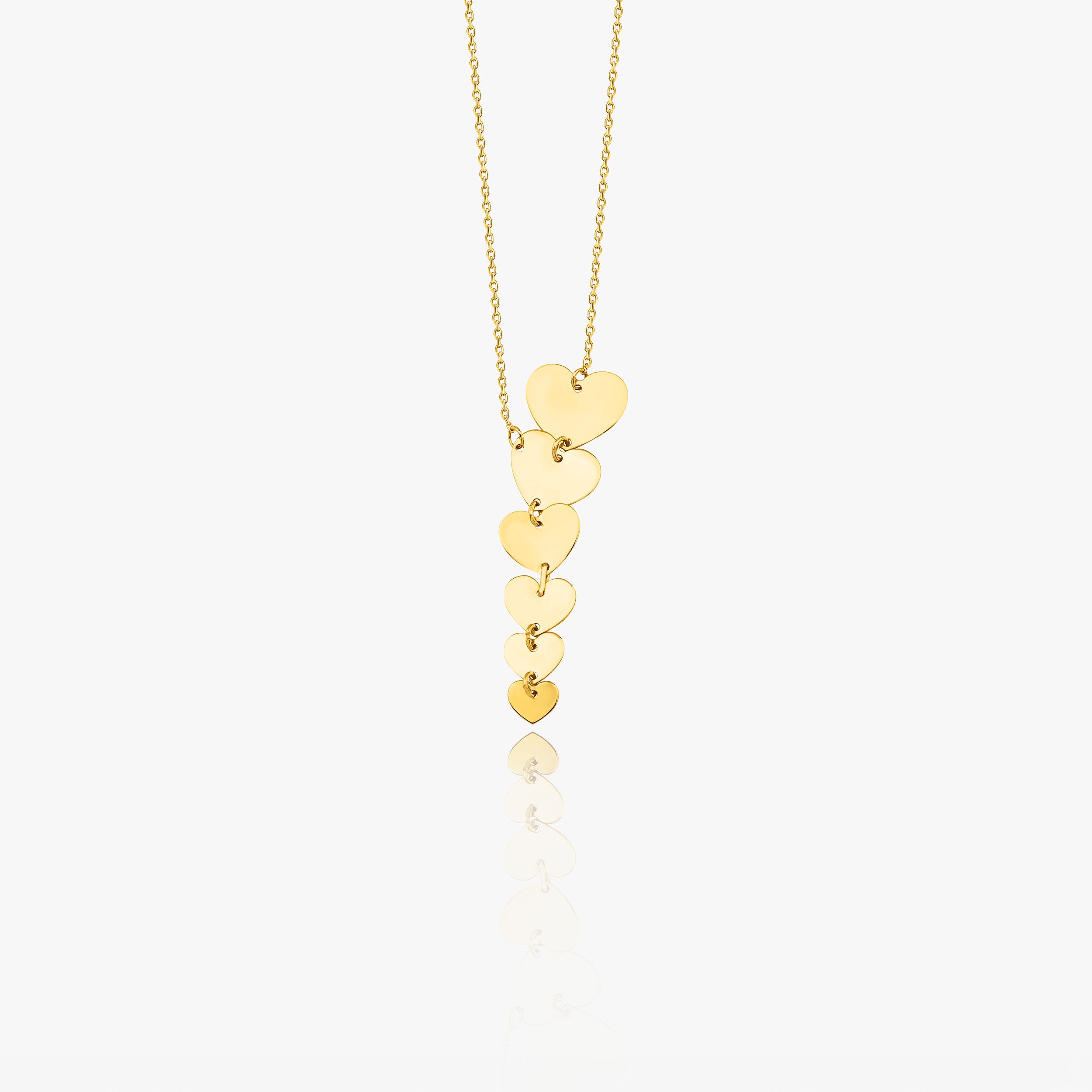 Graduated Heart Lariat Necklace In 14K Gold