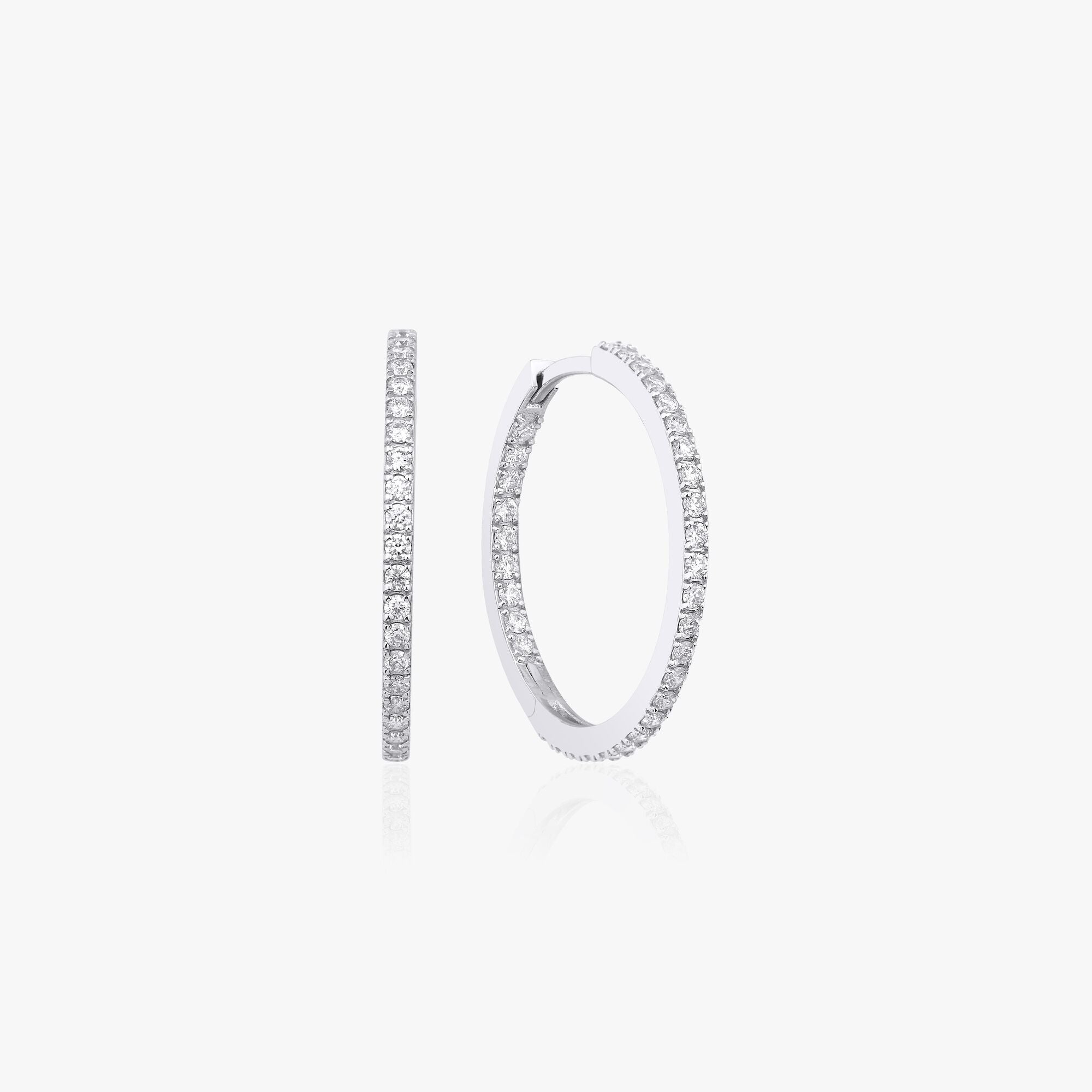 Large Diamond Hoops With Inner Diamonds in 14K Gold