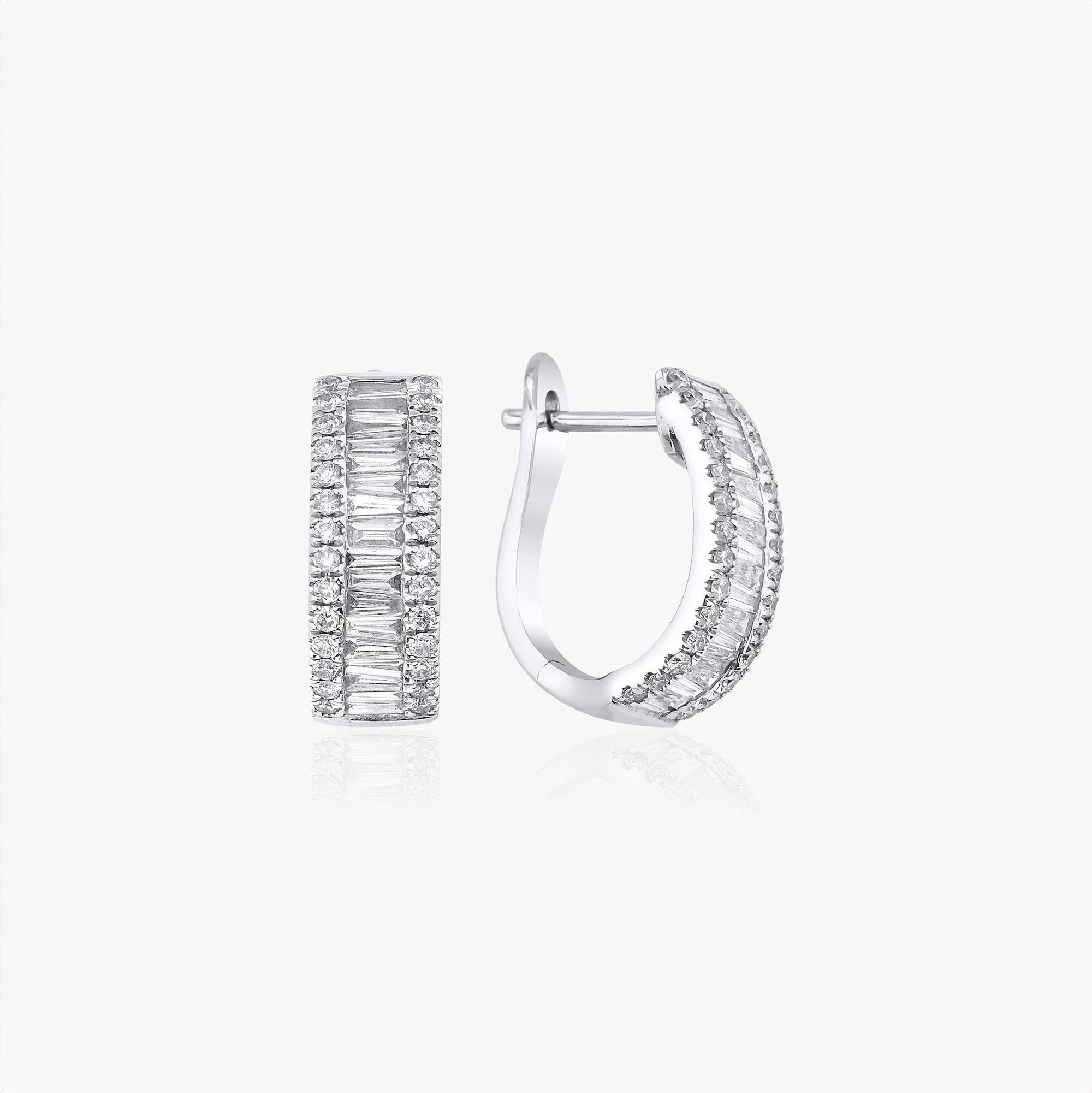 Baguette Diamond Huggie Hoops in 18K Gold