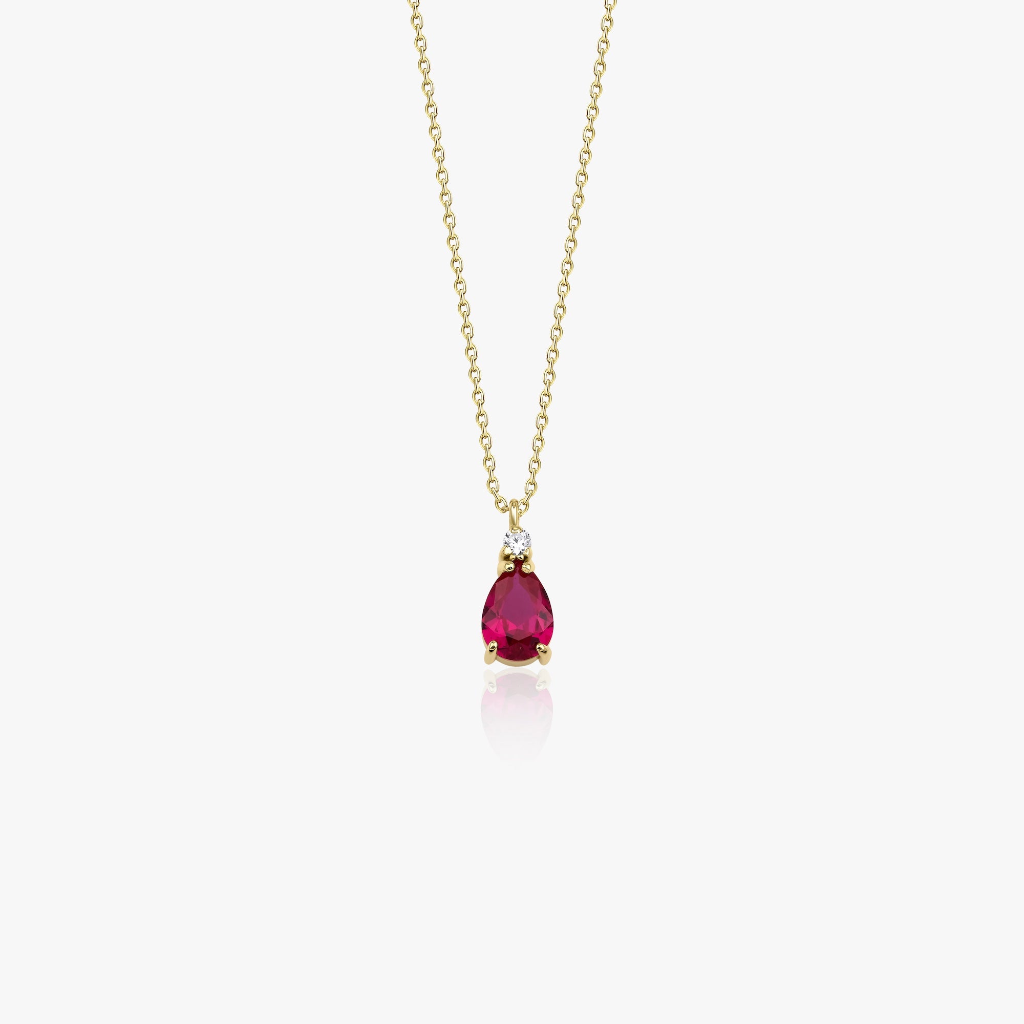 Red Drop Necklace in 14K Gold