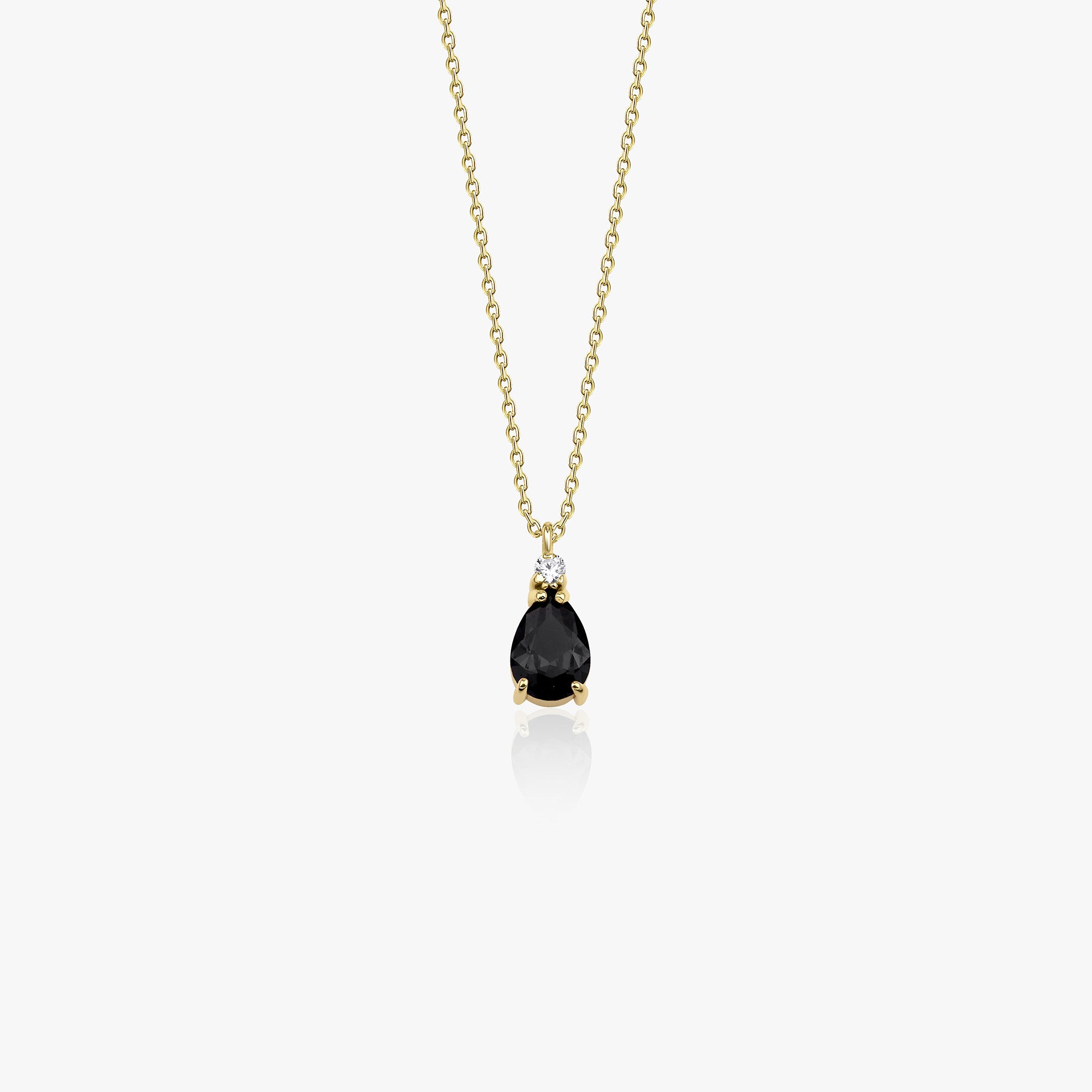 Mini Black Drop Necklace in 14K Gold