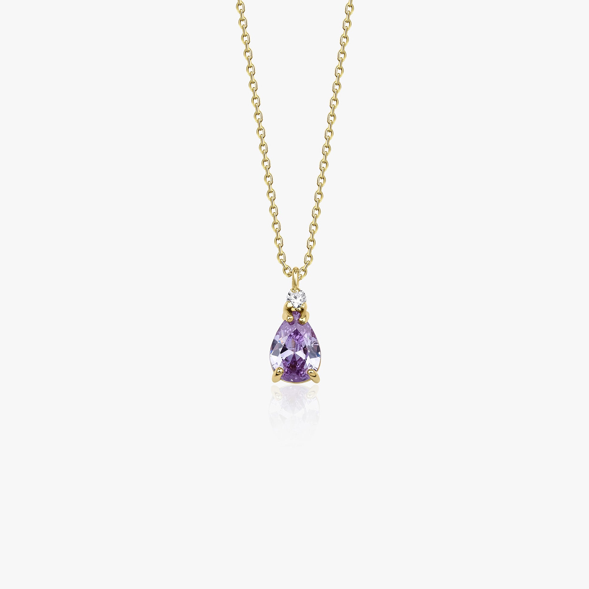 Purple Drop Necklace in 14K Gold