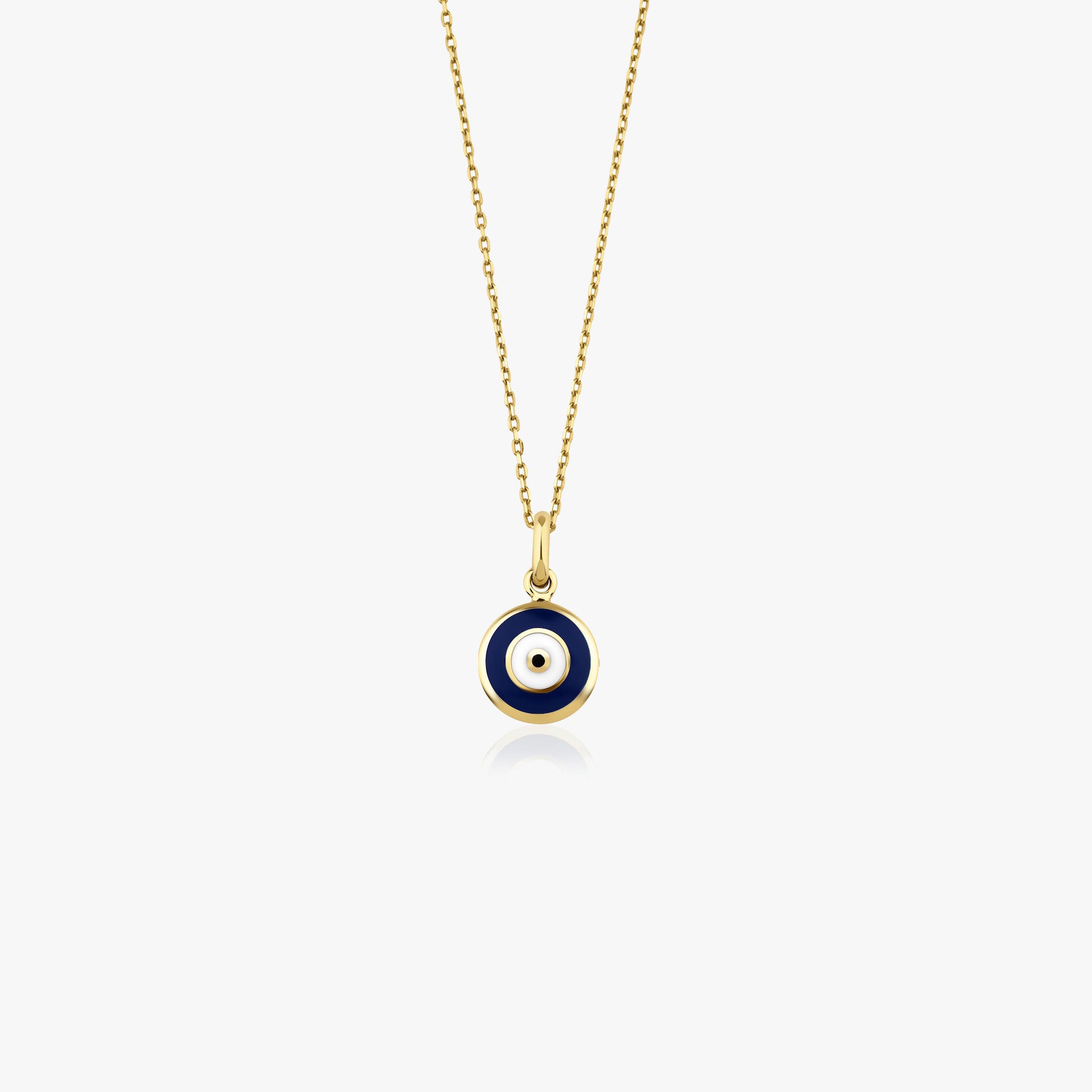 Dark Blue Evil Eye Necklace in 14K Gold