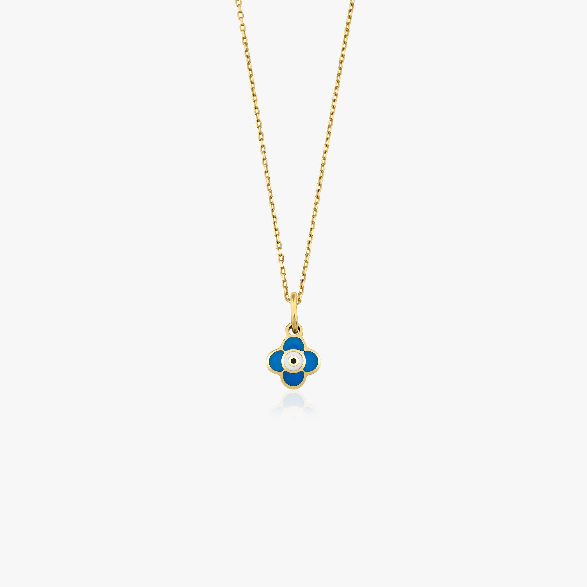 Itty Bitty Tiny Clover Protection Necklace in 14K Gold