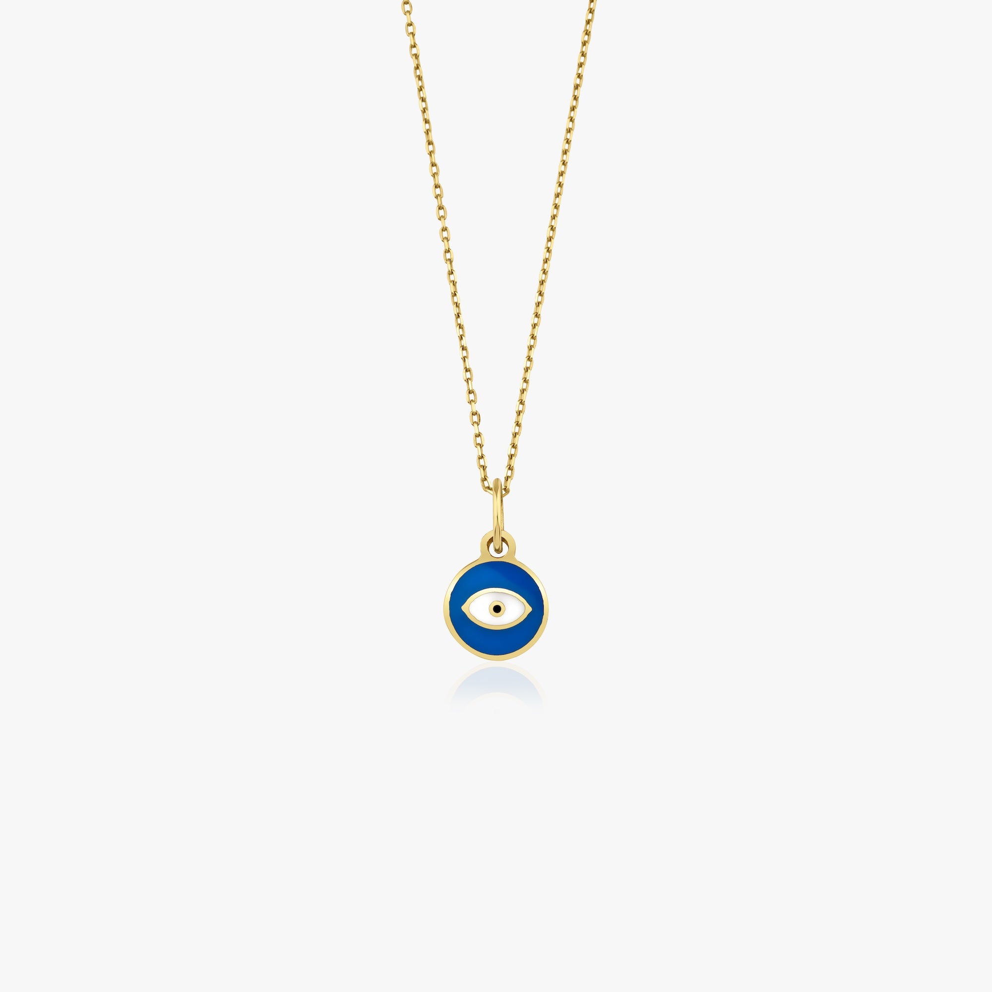 Itty Bitty Tiny Navy Blue Eye Necklace in 14K Gold