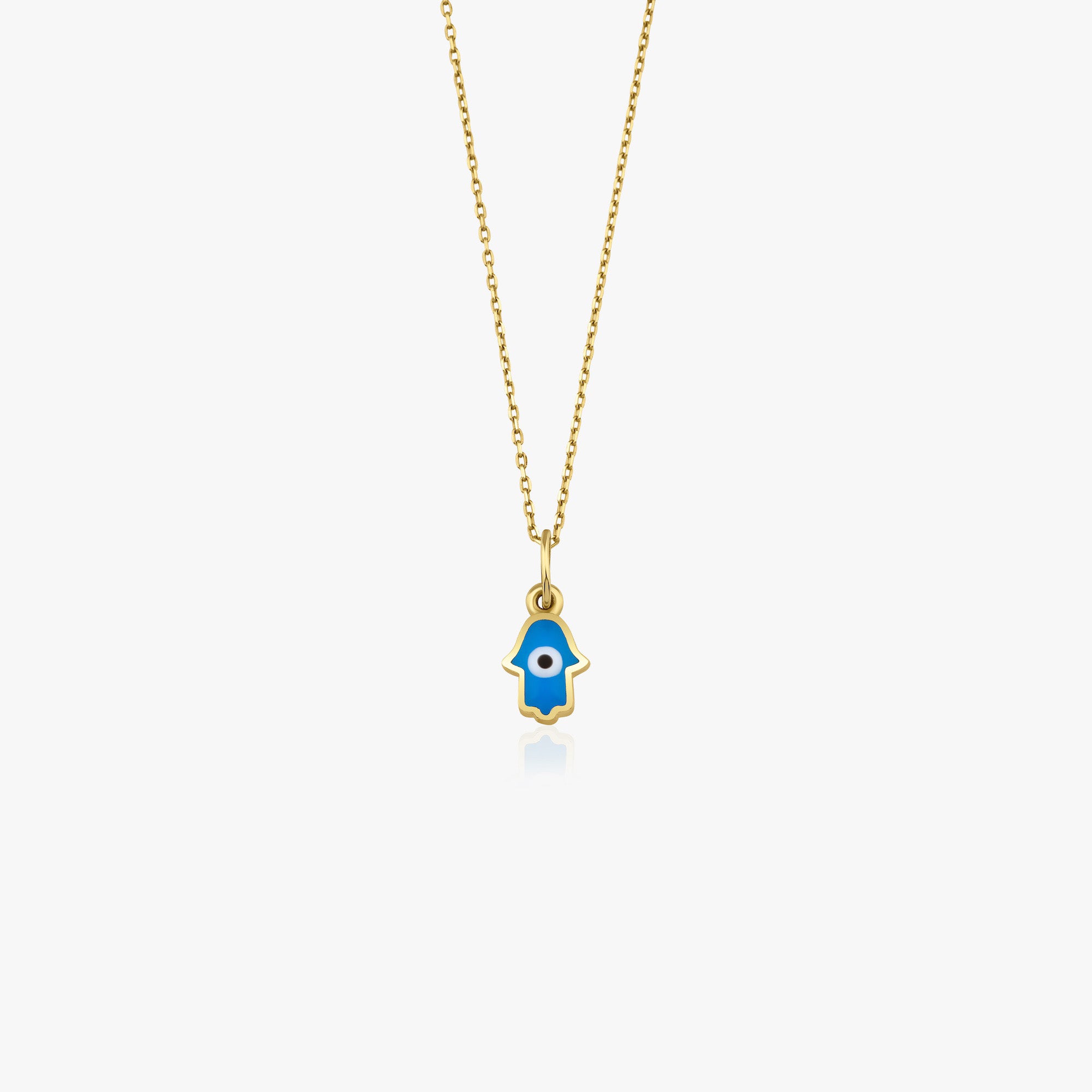 Mini Hamsa Hand Necklace in 14K Gold