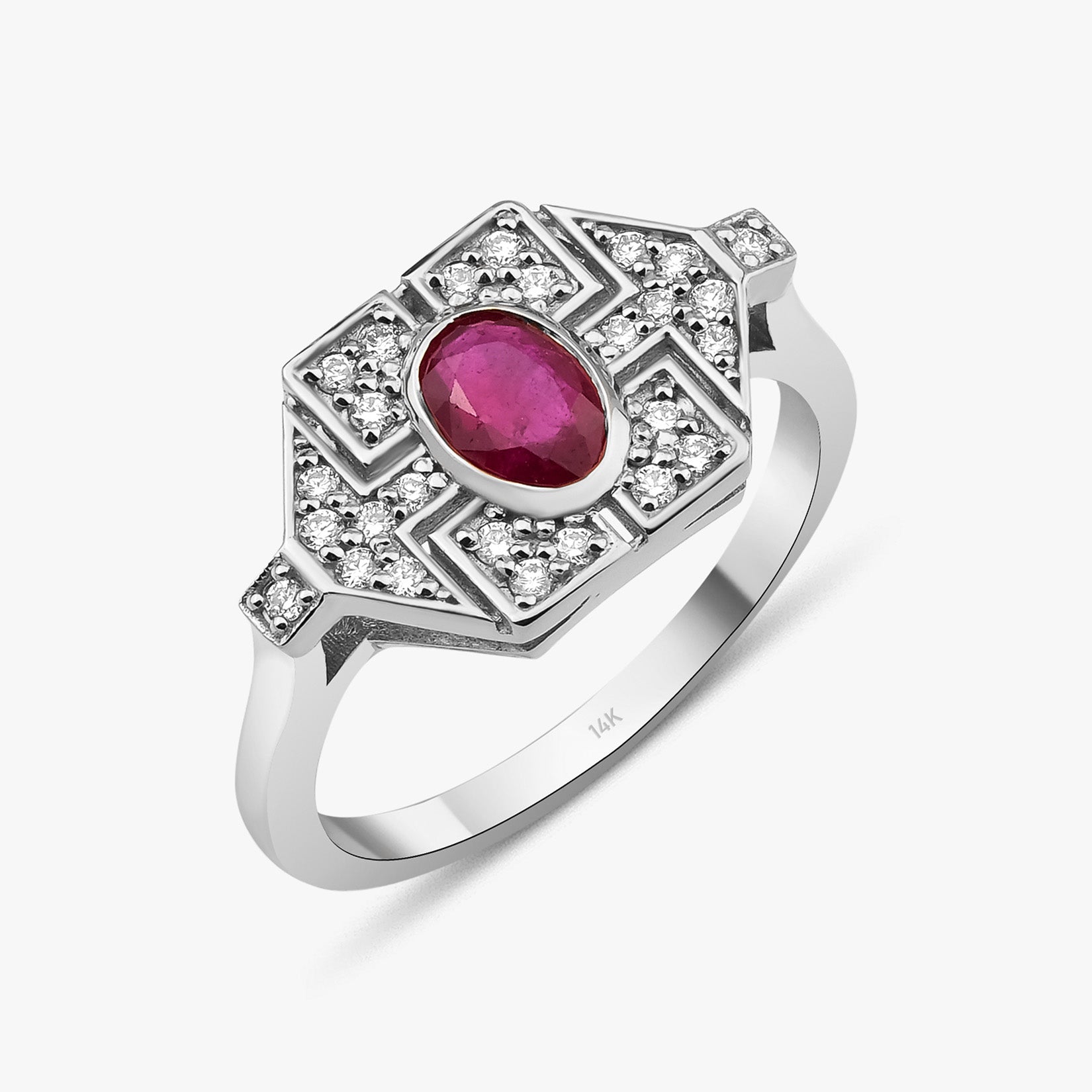 Art Deco Ruby and Diamond Ring in 14K Gold