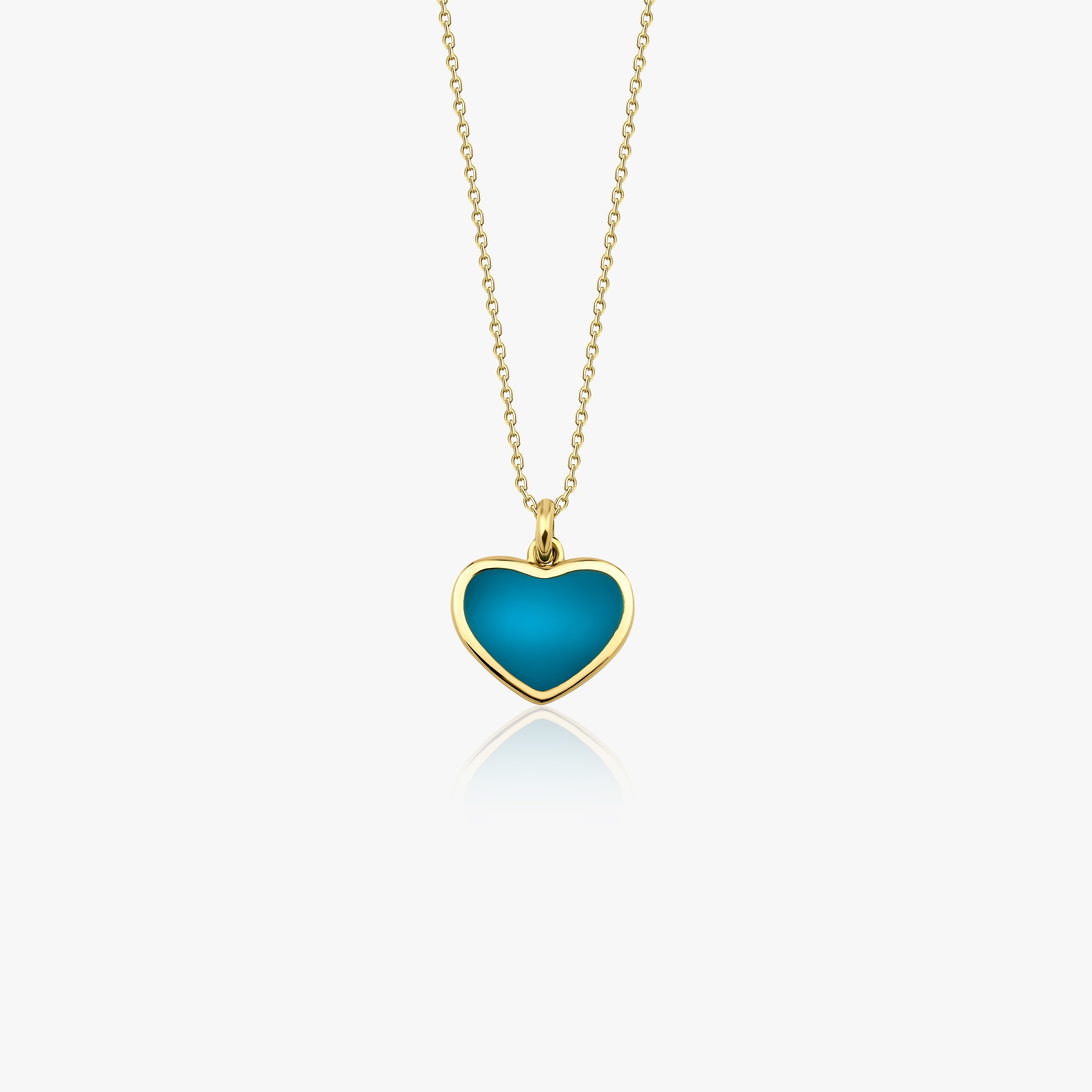 Ocean Blue Medium Heart Necklace in 14K Gold