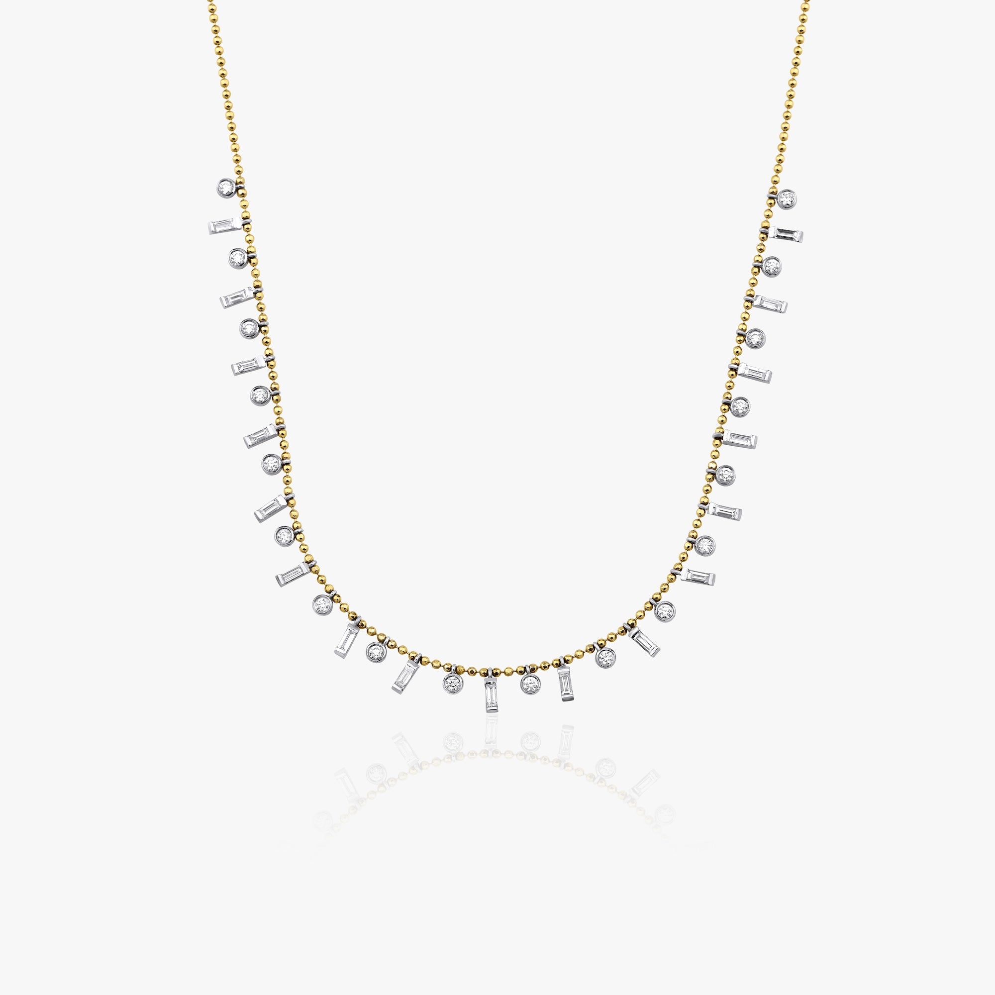 Diamond Necklace With Natural Round and Baguette Diamonds