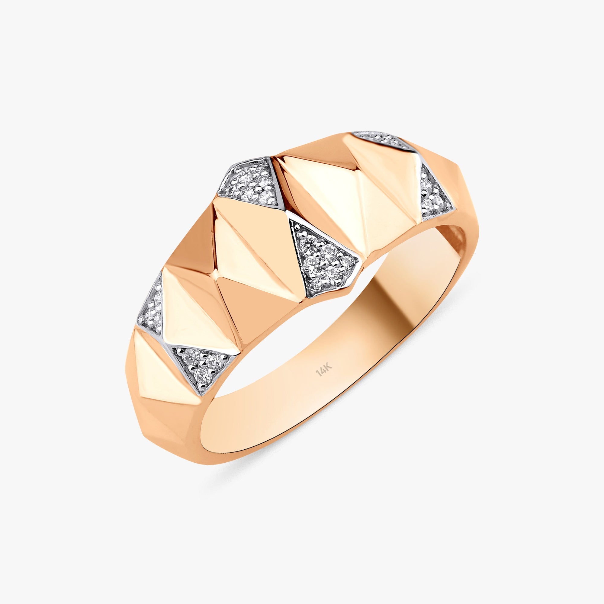 Diamond Geometric Spike Ring in 14K Gold