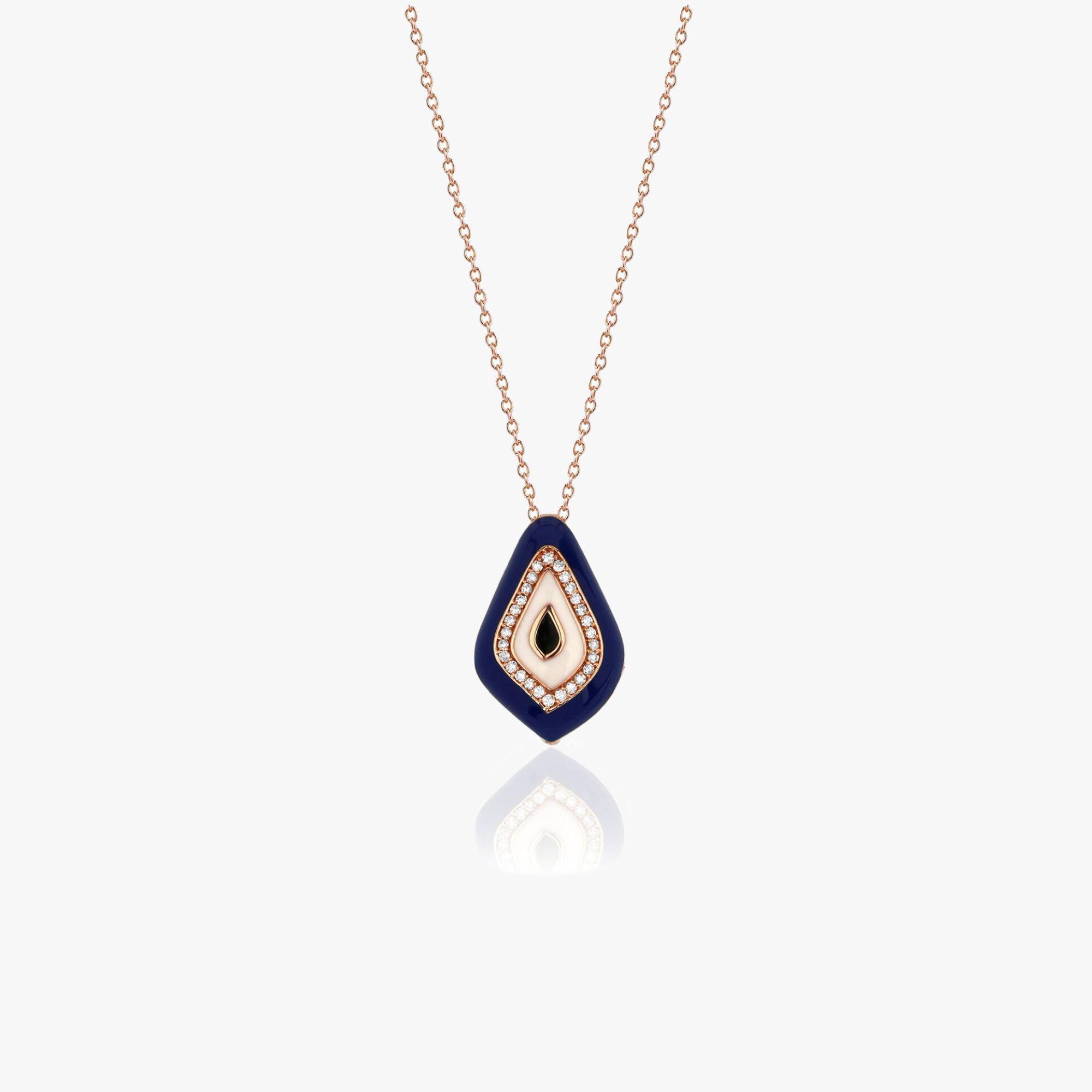 Dimensional Evil Eye Necklace Available in 14K and 18K Gold