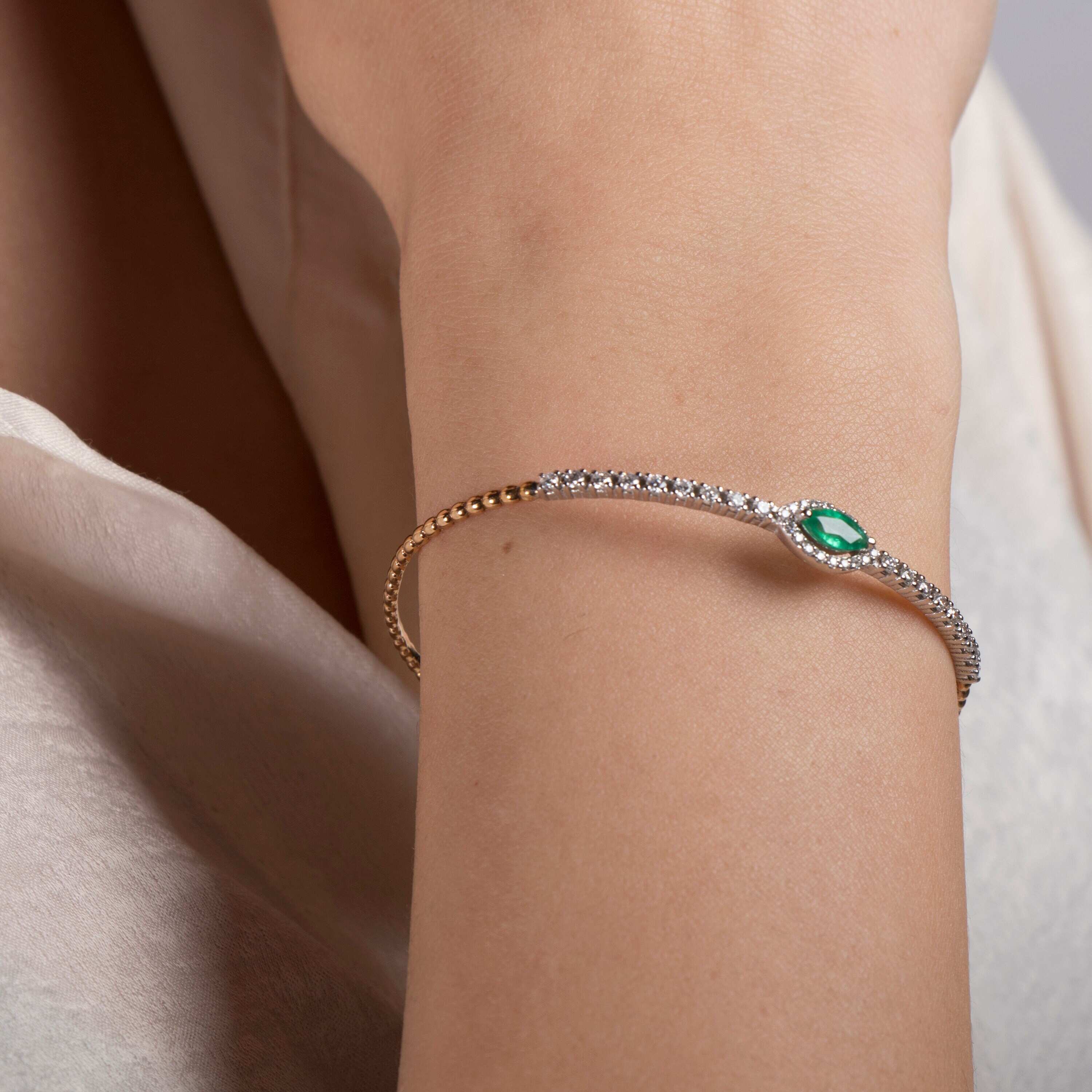 Emerald and Diamond Bangle Bracelet