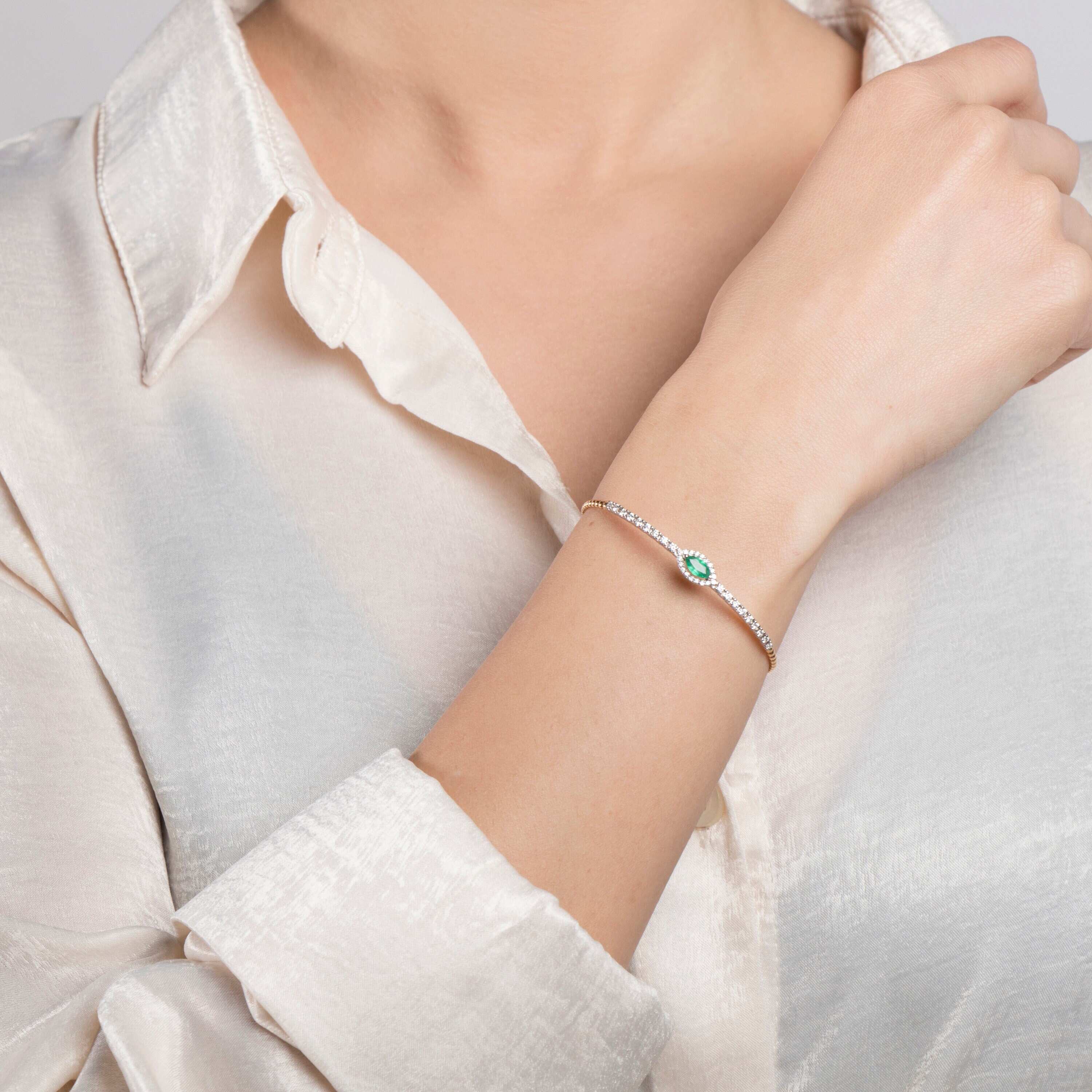 Emerald and Diamond Bangle Bracelet