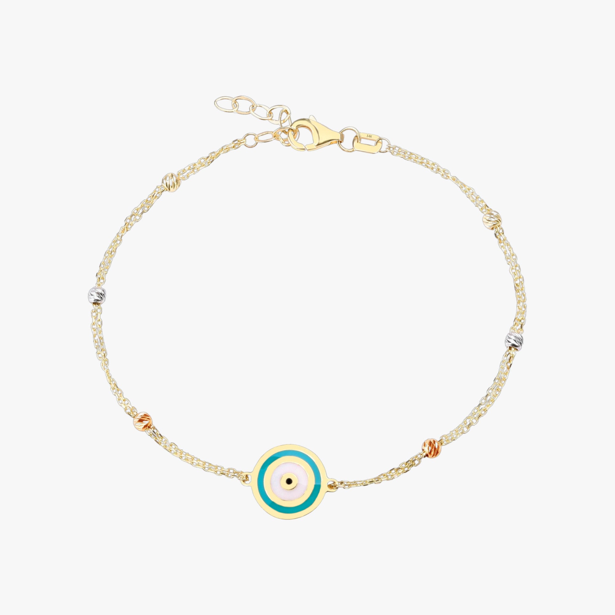 Turquoise Evil Eye Bracelet in 14K Gold