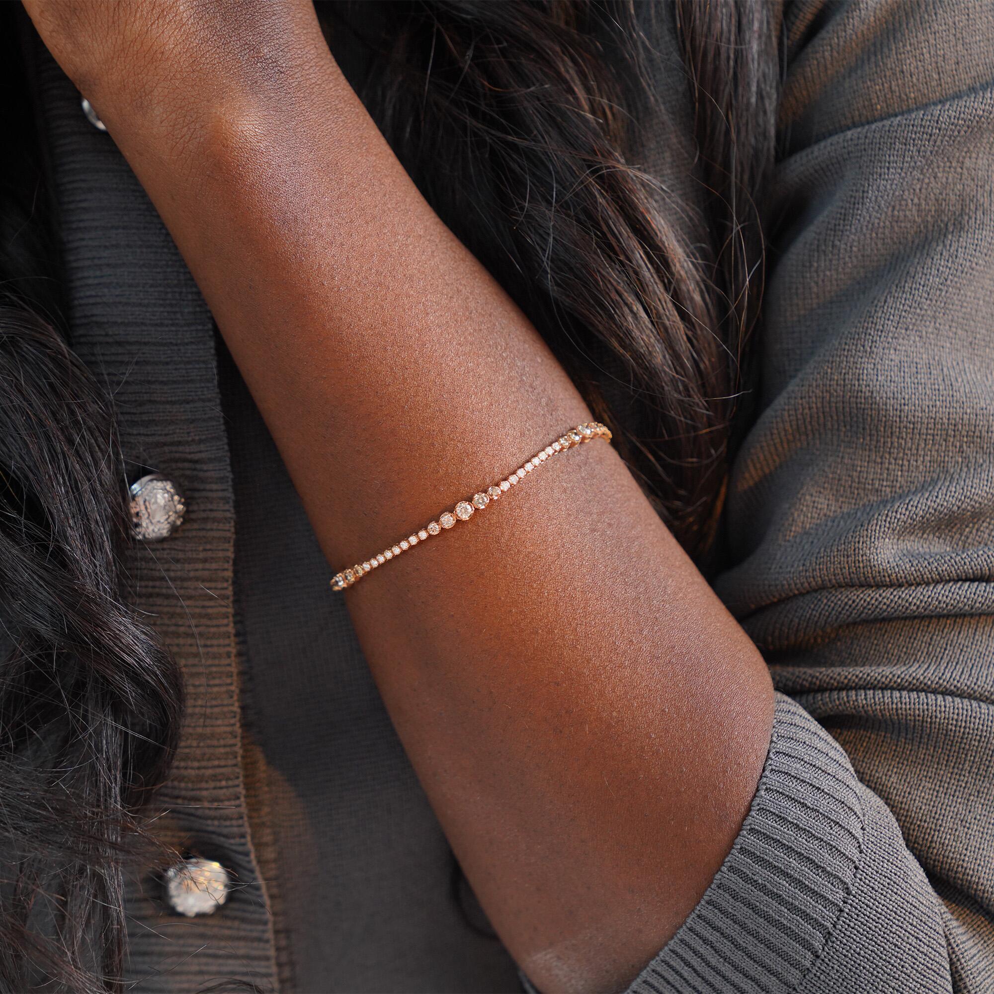 Graduated Chocolate and White Diamond Tennis Bracelet in 14K Gold