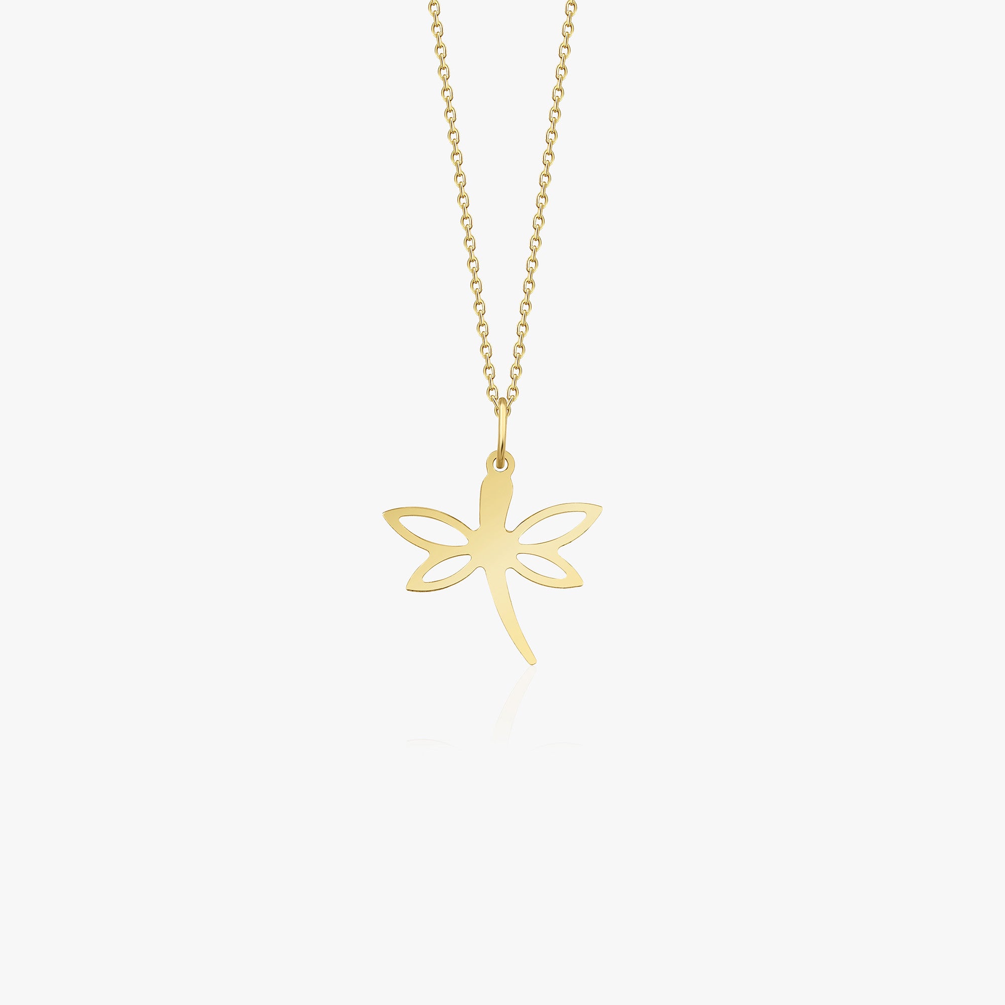 14K Gold Dragonfly Pendant Necklace