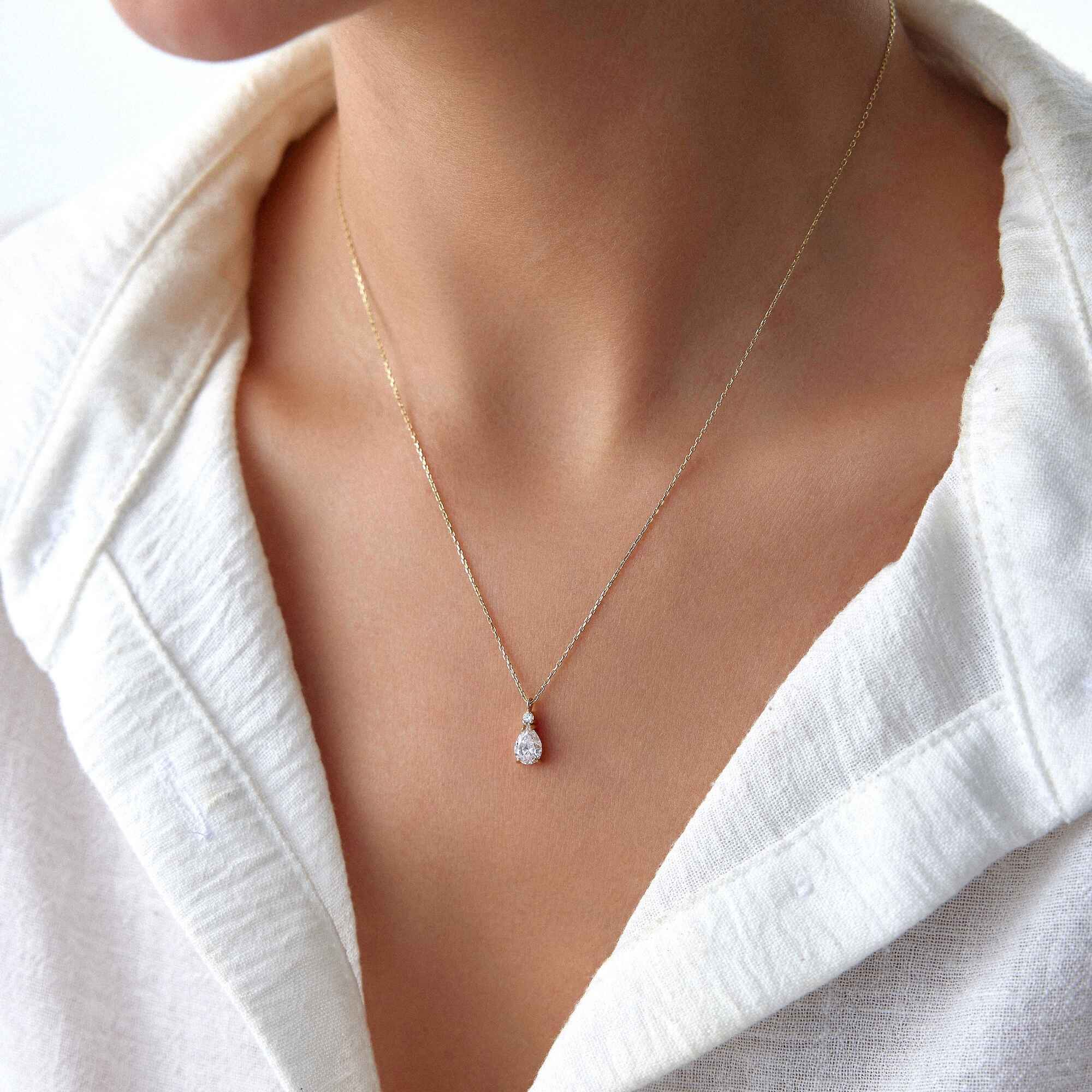 Mini Drop Necklace in 14K Gold