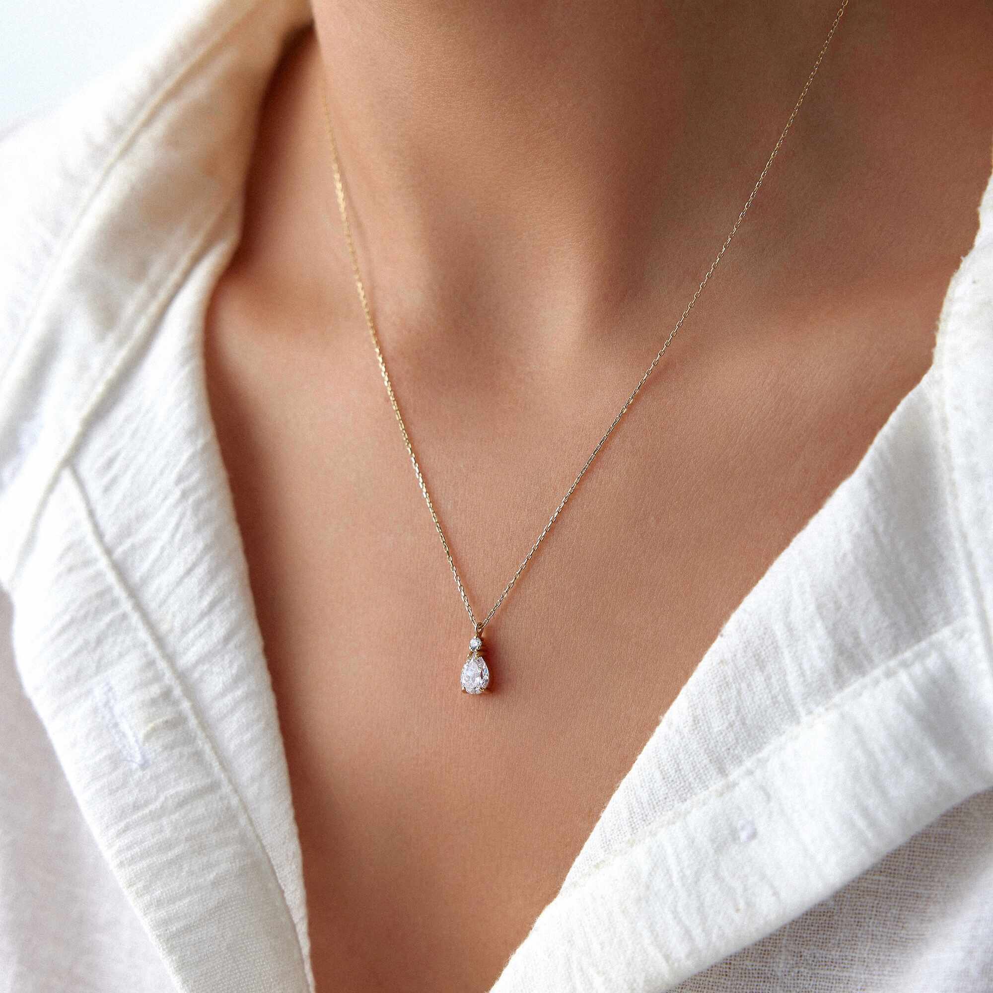 Mini Drop Necklace in 14K Gold