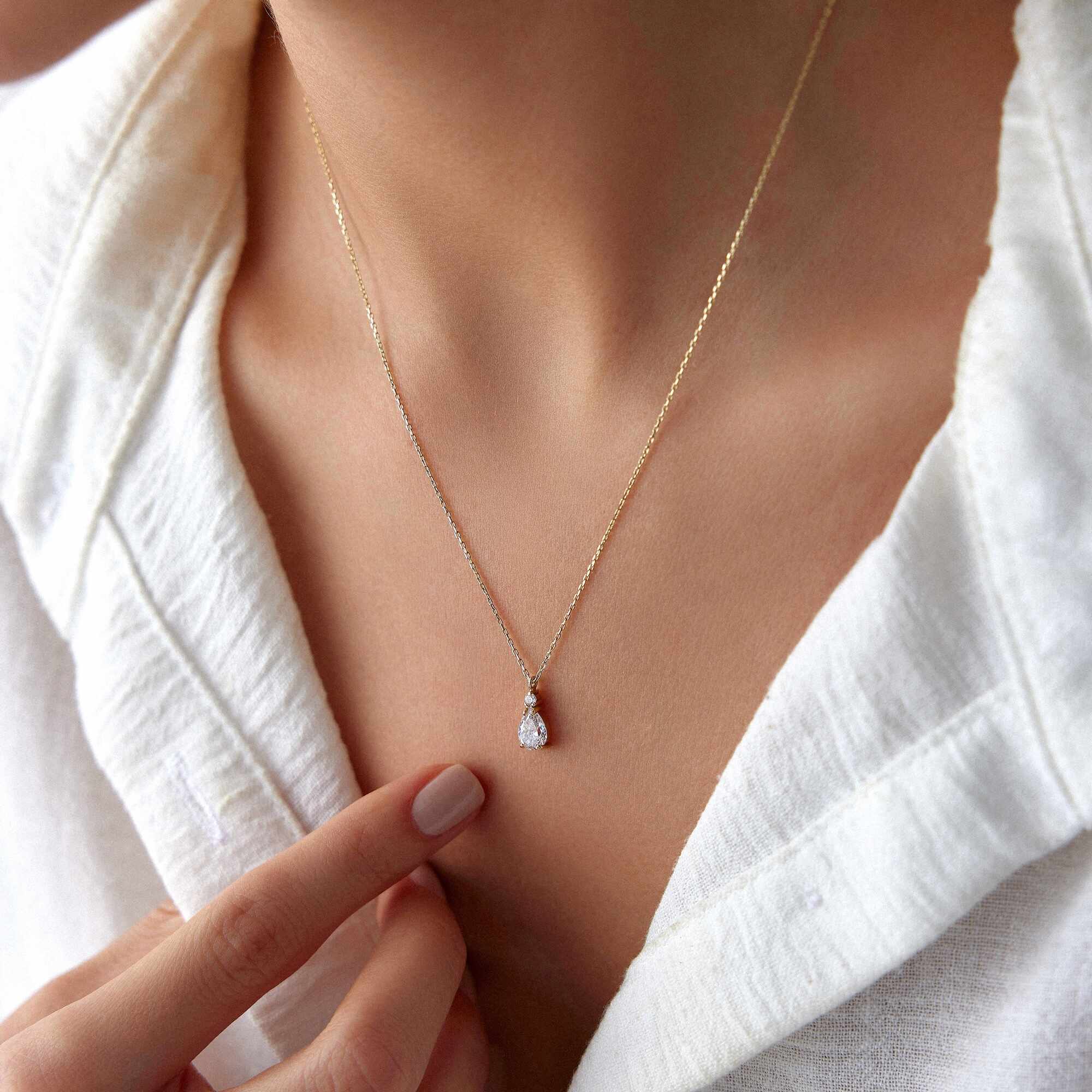 Mini Drop Necklace in 14K Gold