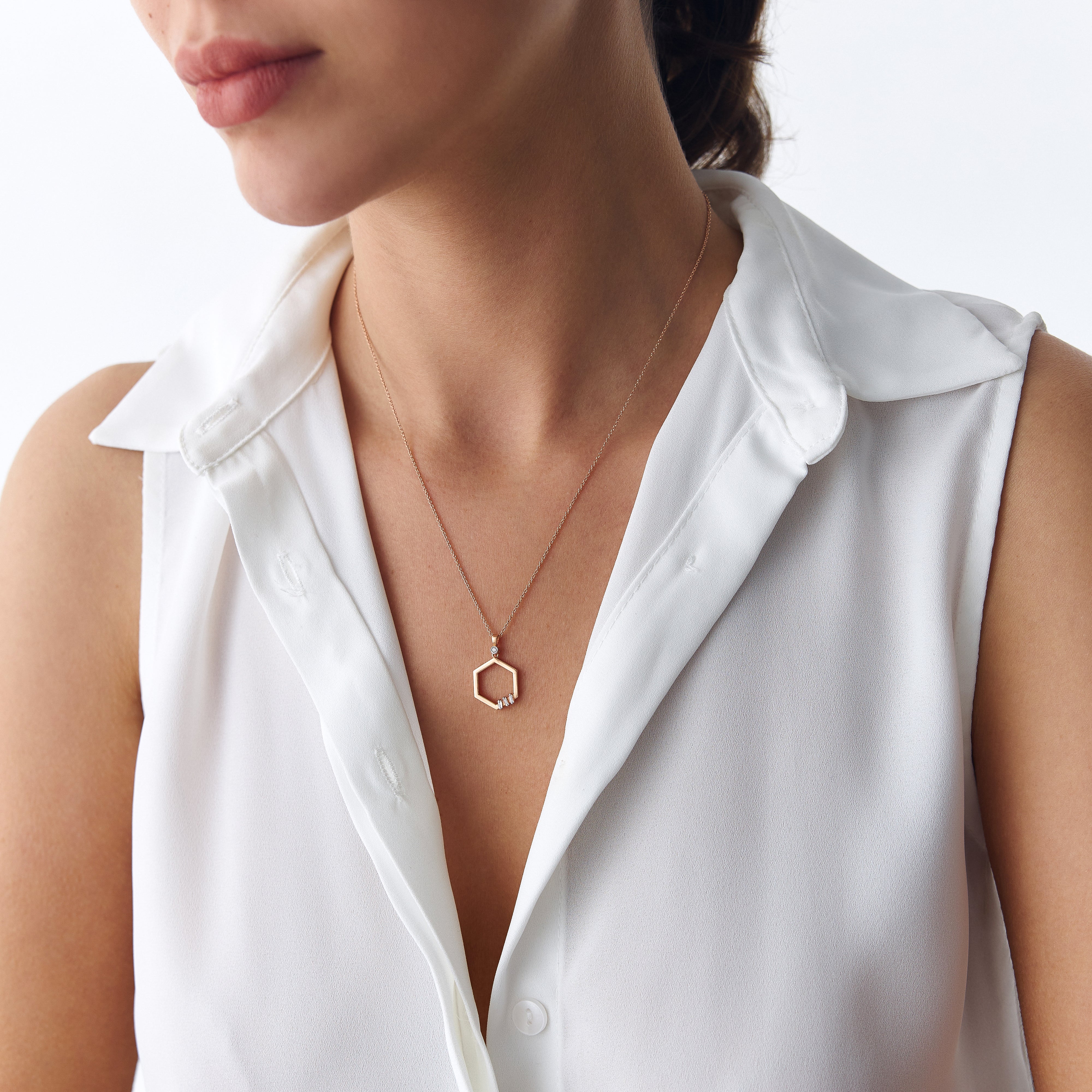 Diamond Hexagon Necklace