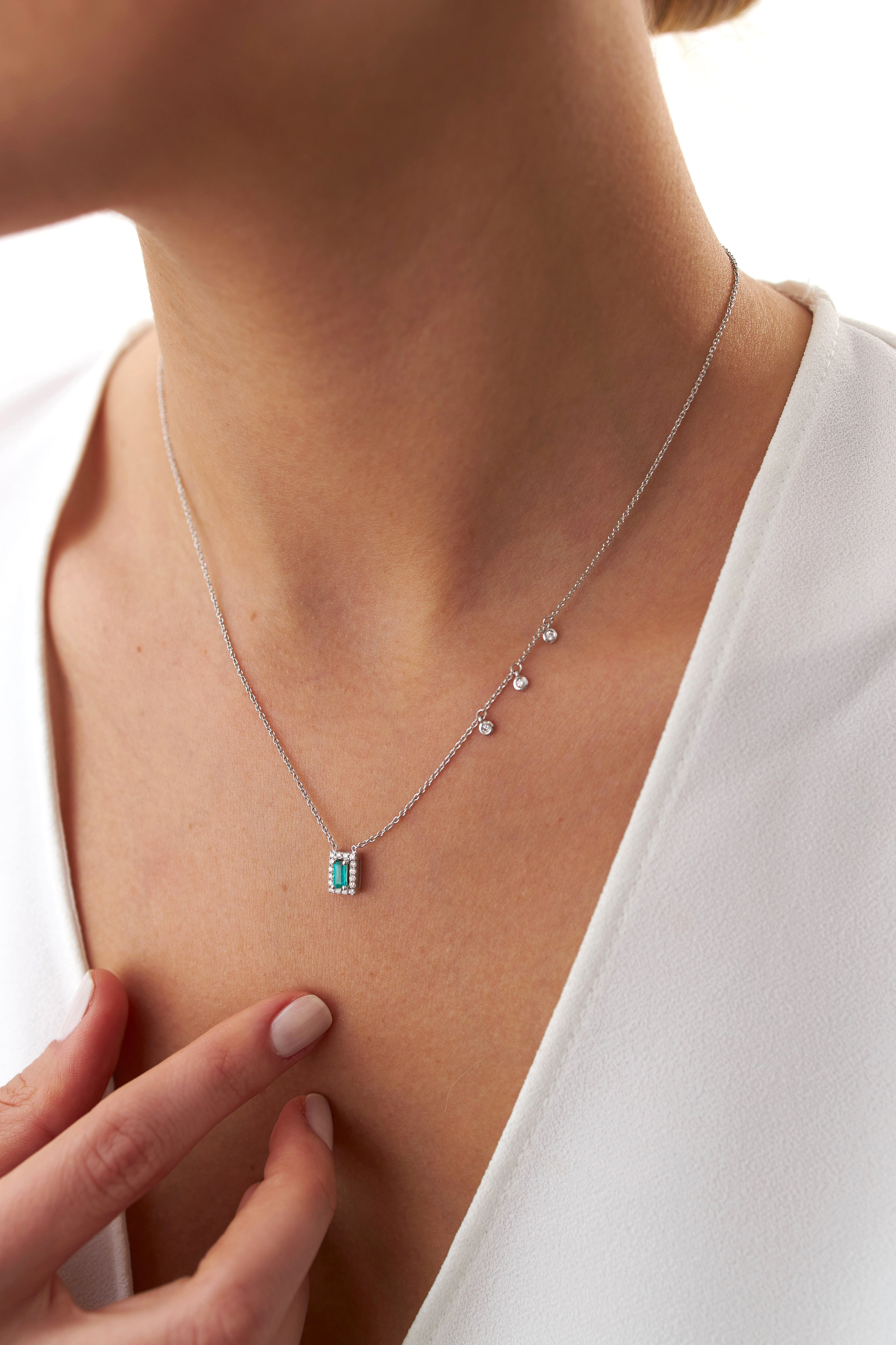 Asymmetric Emerald and Diamond Necklace