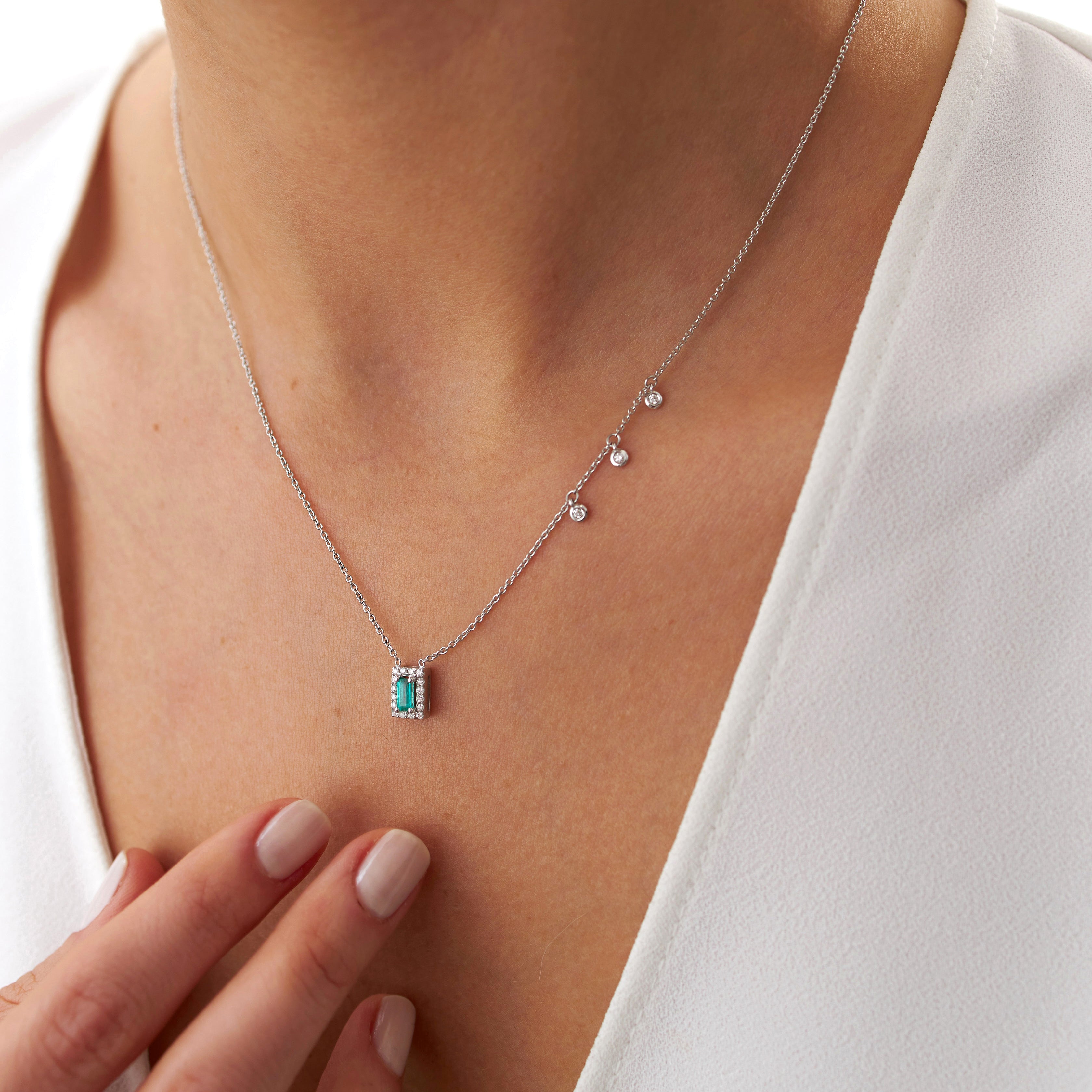 Asymmetric Emerald and Diamond Necklace