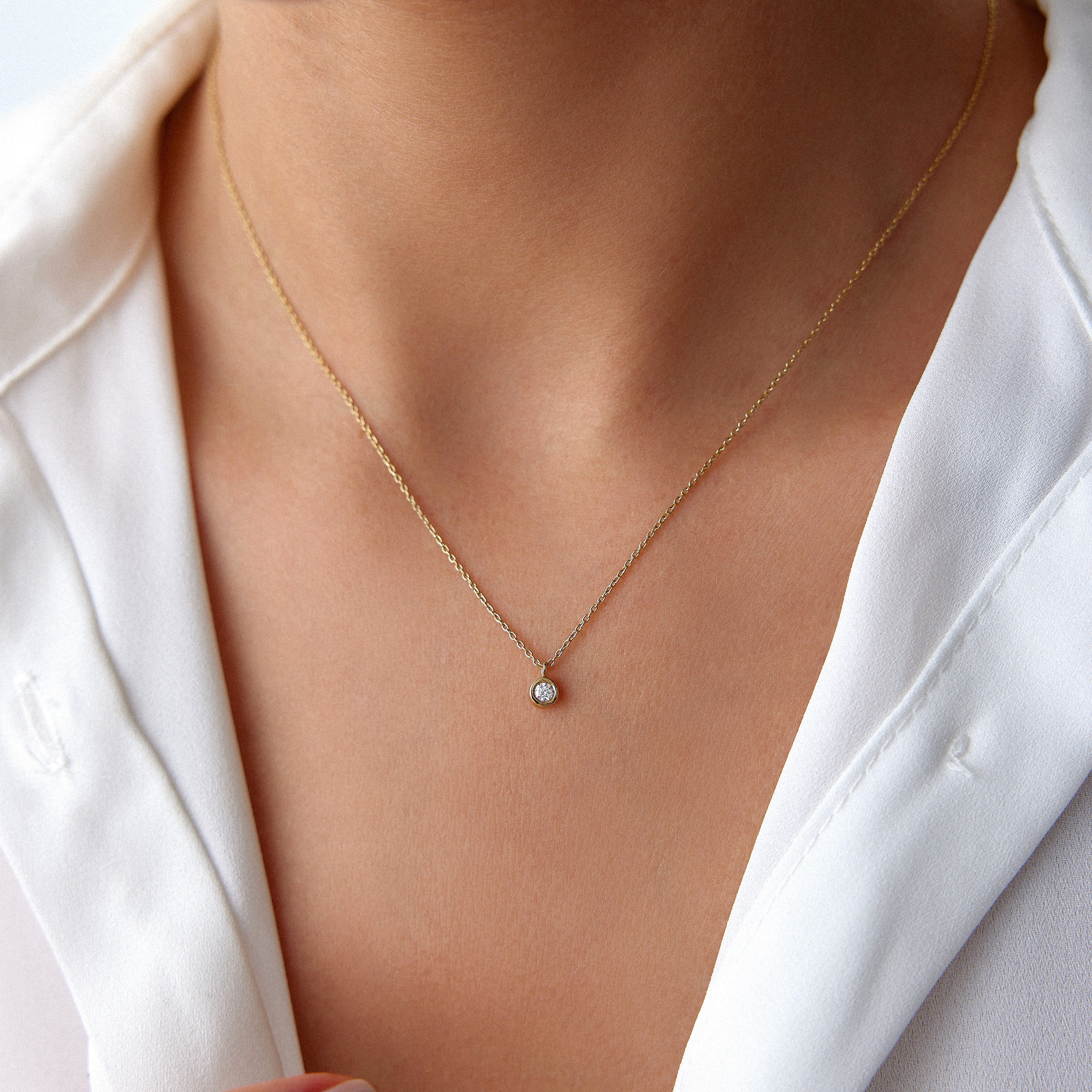 Bezel Set Solitaire Necklace