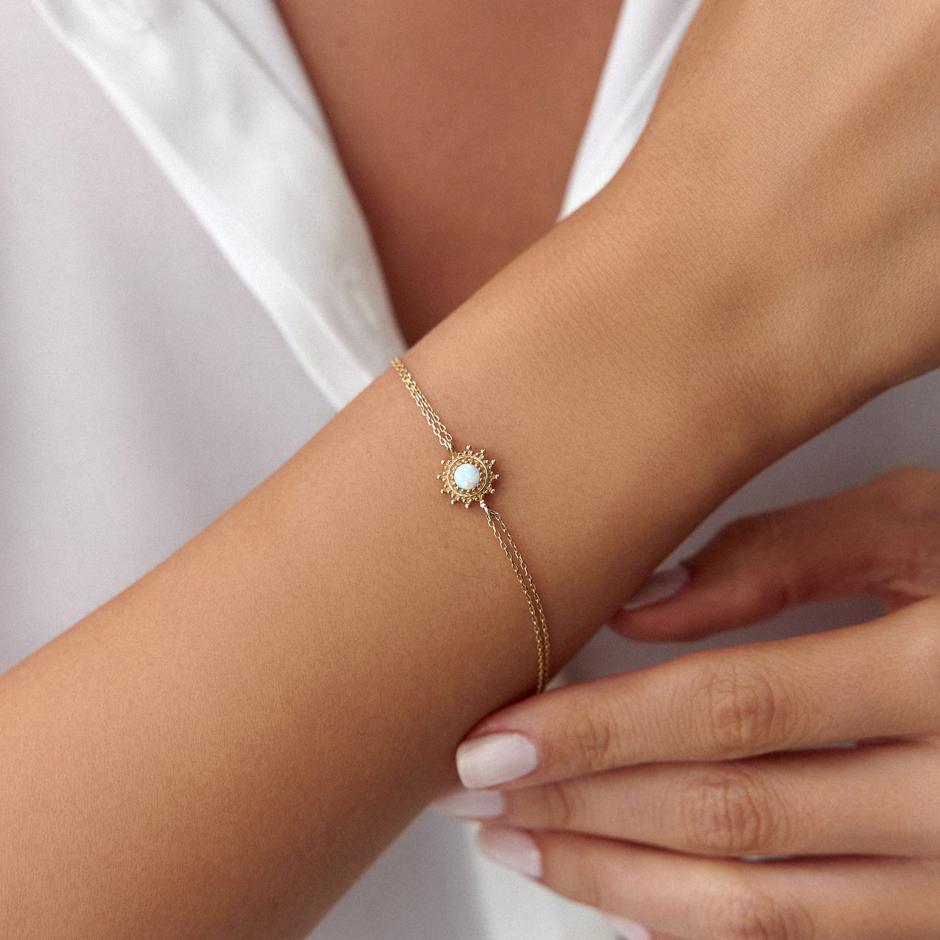 Opal Sun Bracelet in 14K Gold