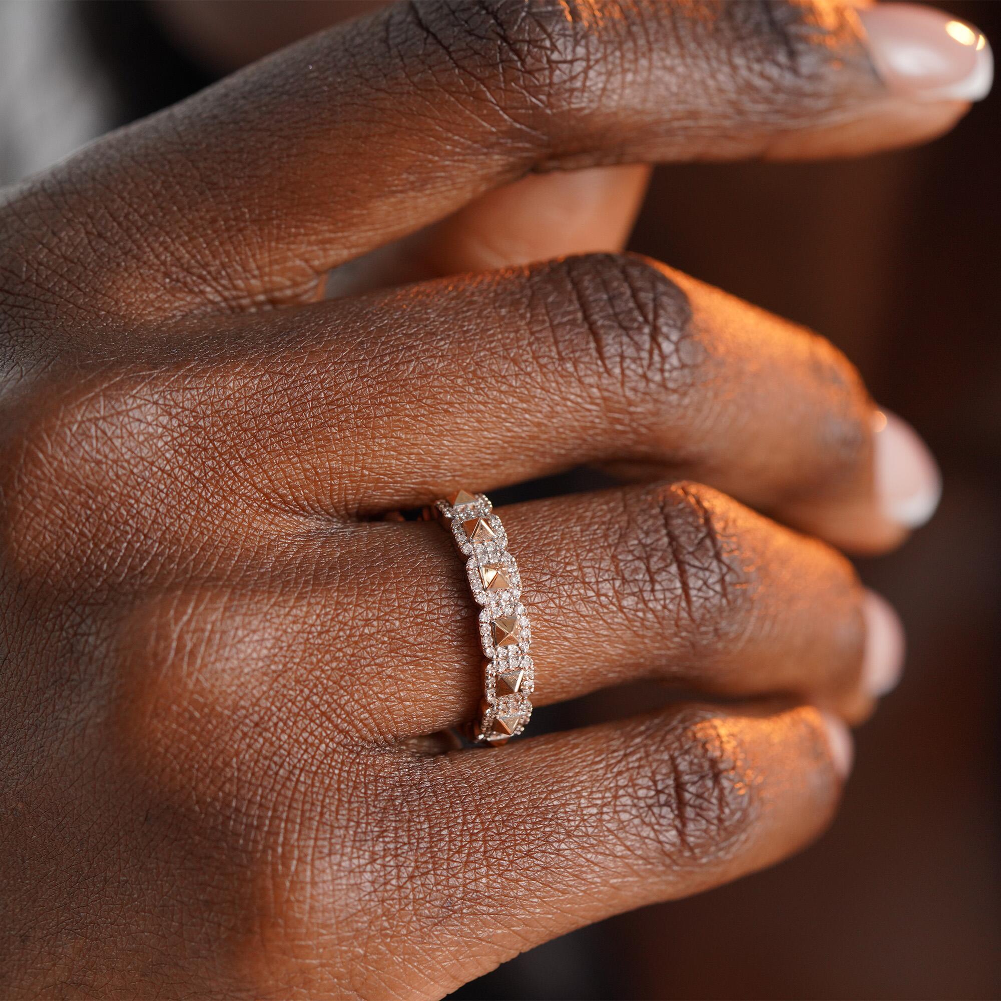 Diamond Half Eternity Spike Ring in 14K Gold