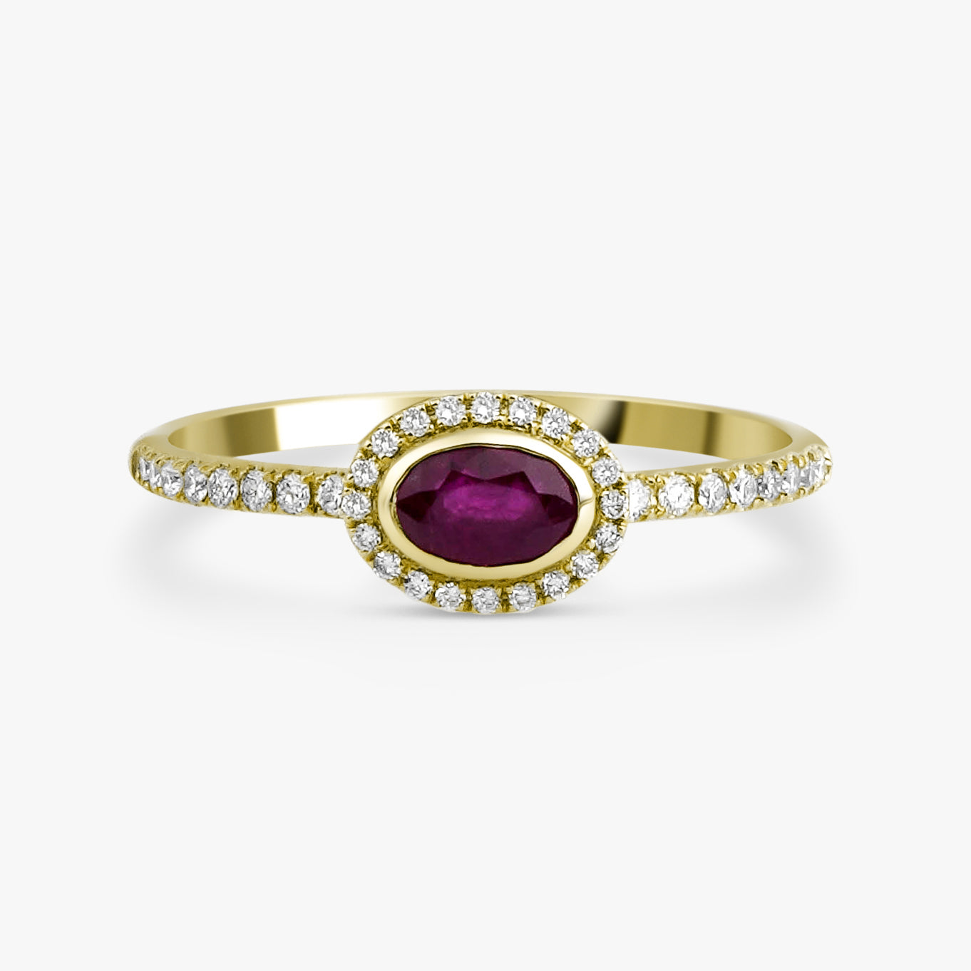 Minimal Ruby and Diamond Ring in 14K Gold