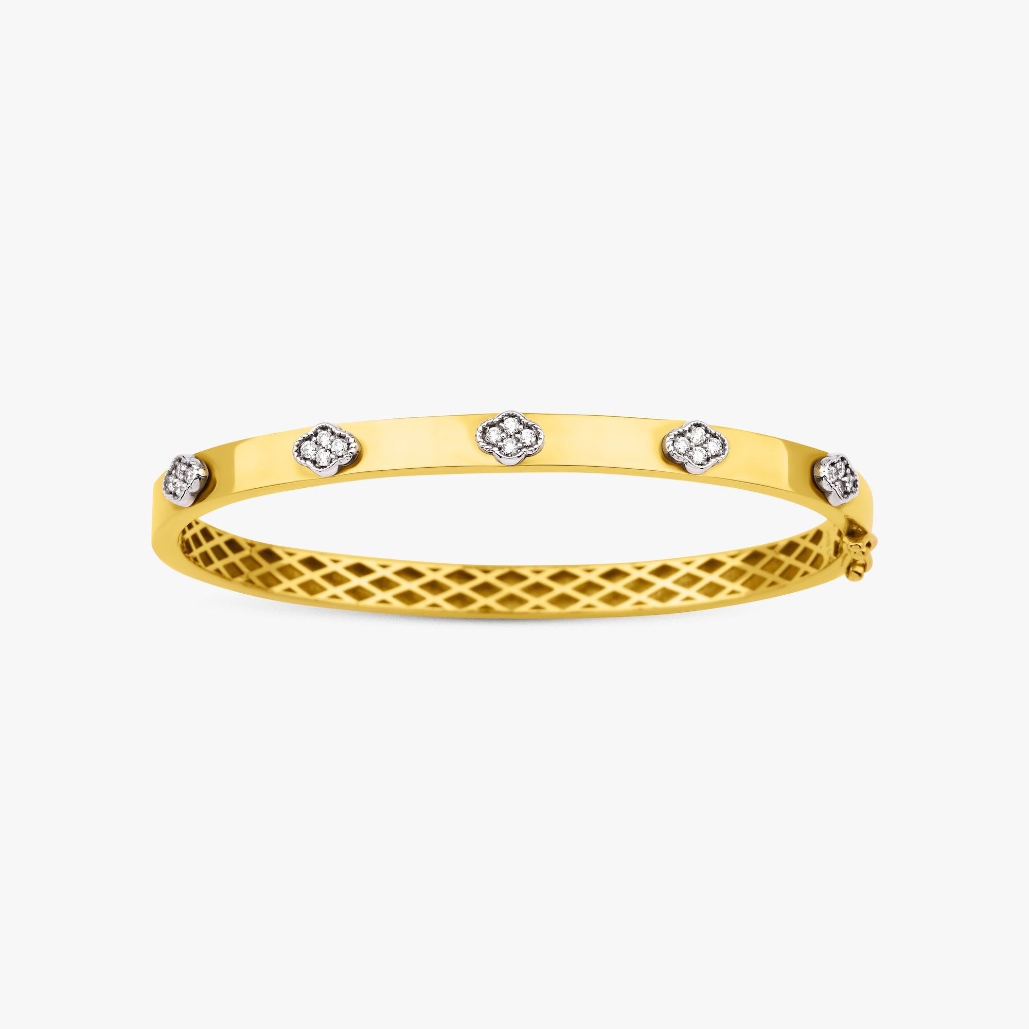 Diamond Clover Bangle in 14K Gold