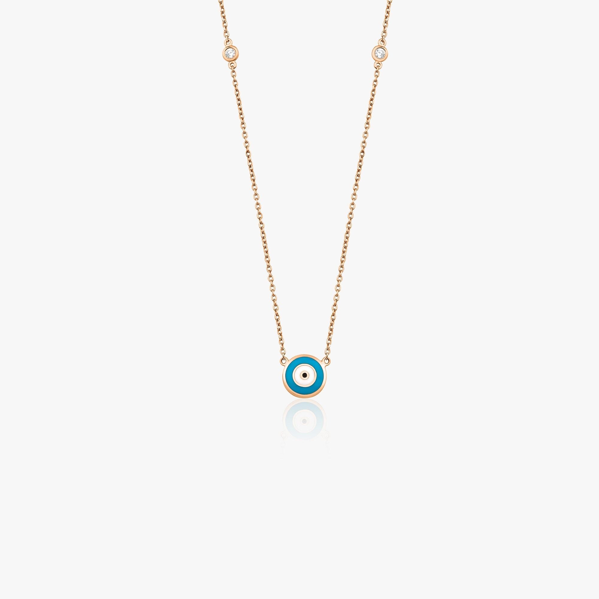 Diamond Evil Eye Mini Station Necklace