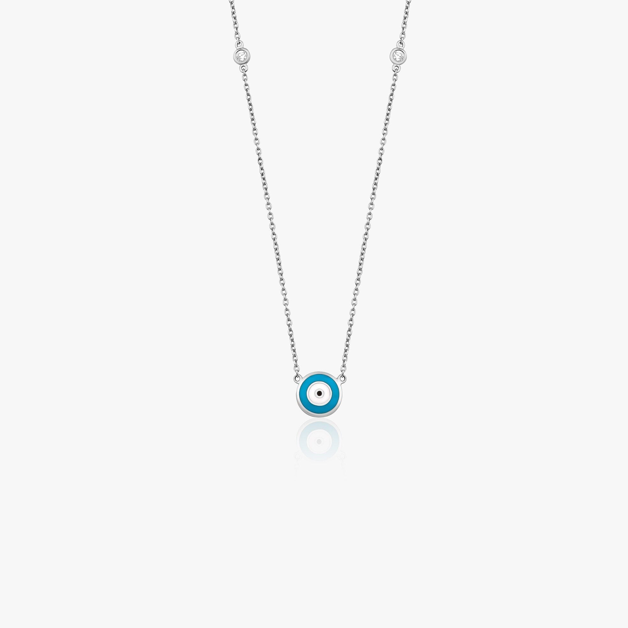 Diamond Evil Eye Mini Station Necklace