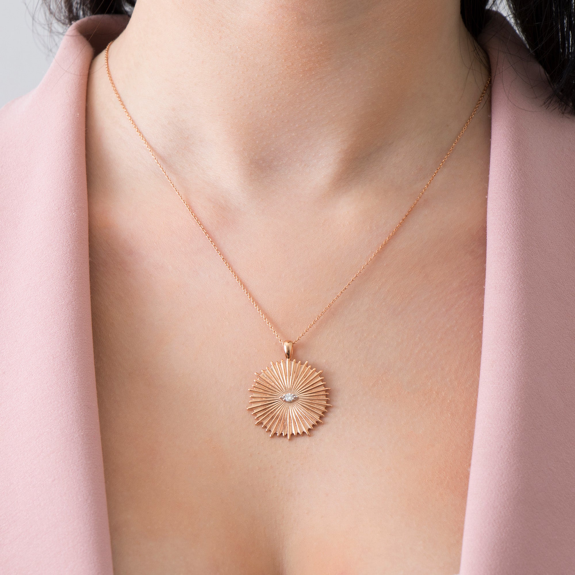 Eternal Sunburst Medallion Available in 14K and 18K Gold