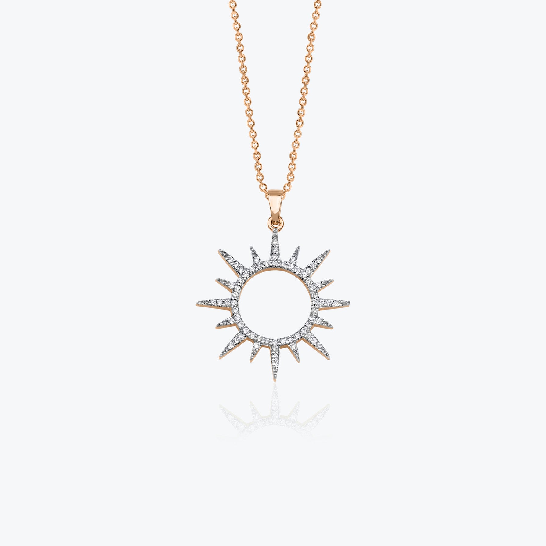 Diamond Sun Pendant Necklace Available in 14K Gold and 18K Gold