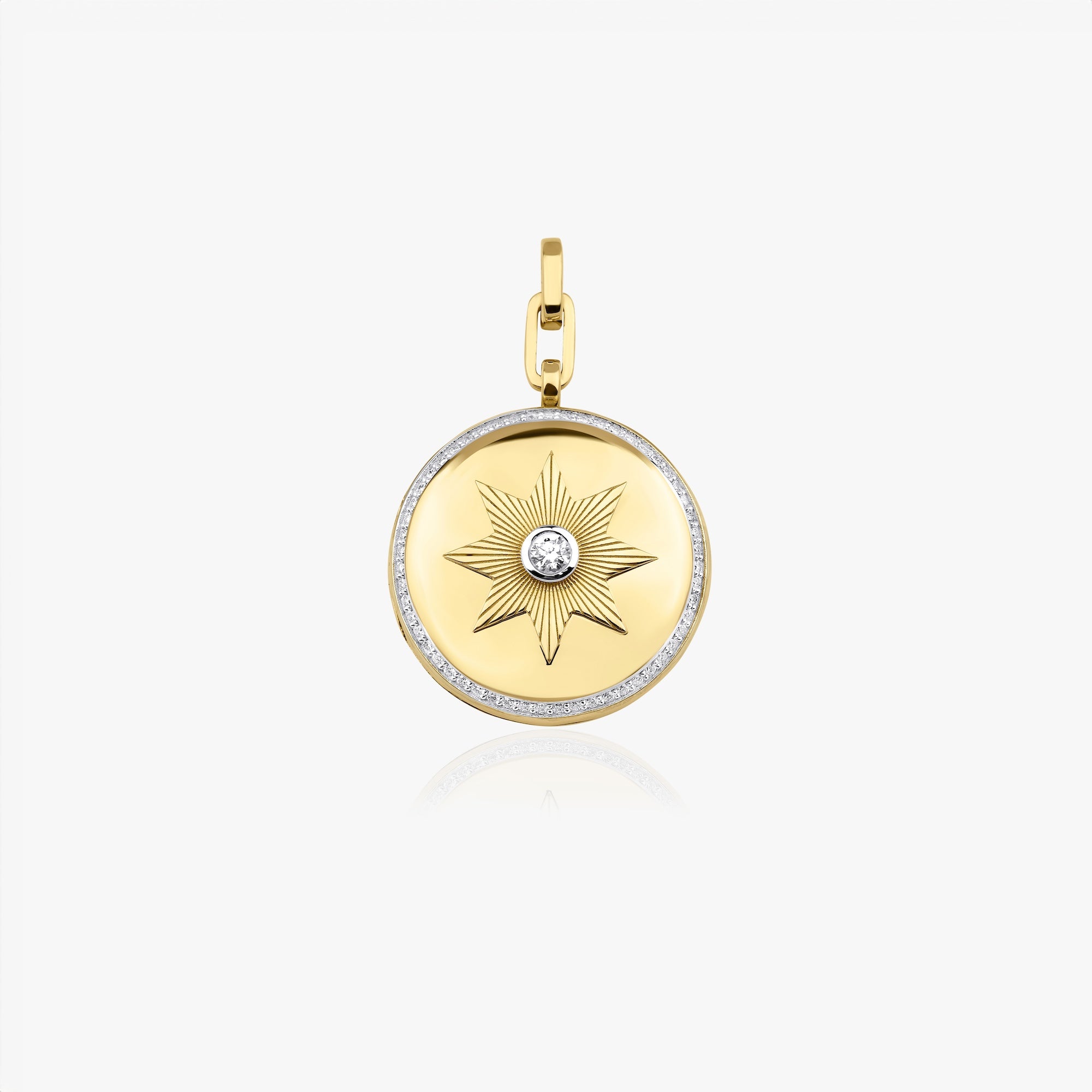 Diamond Starburst Locket Available in 14K and 18K Gold